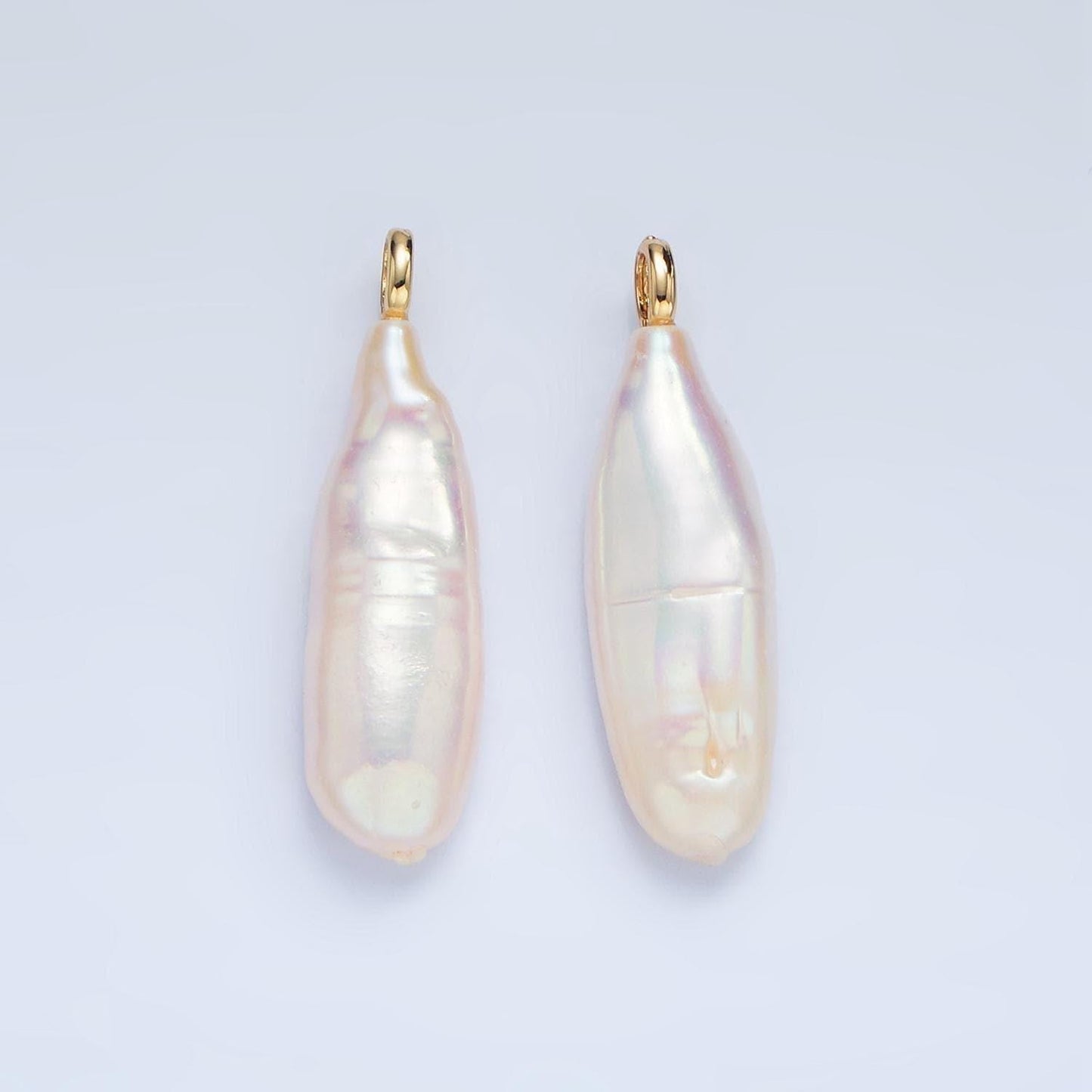 Freeform 14k gold filled 32.5mm shell pearl long stick pendant dangle charm for minimalist necklace jewelry component | p-1898