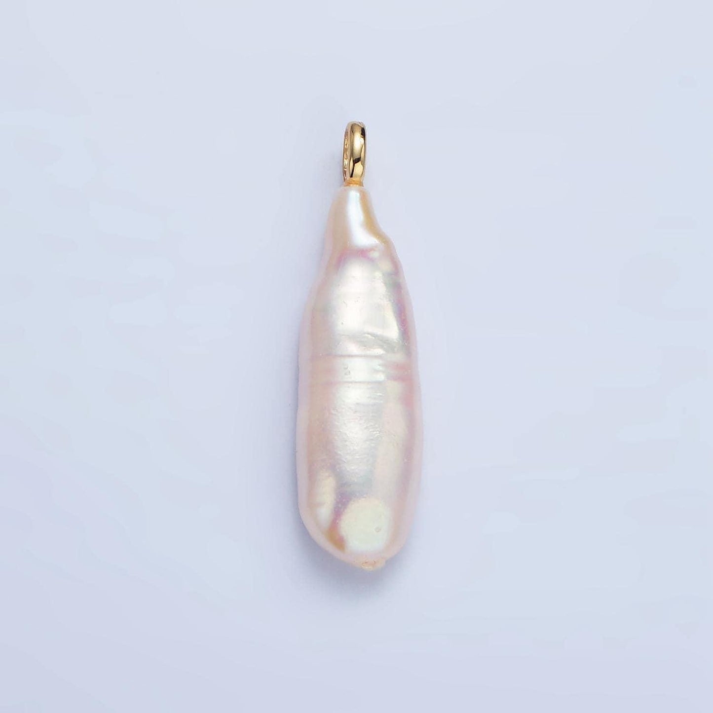 Freeform 14k gold filled 32.5mm shell pearl long stick pendant dangle charm for minimalist necklace jewelry component | p-1898