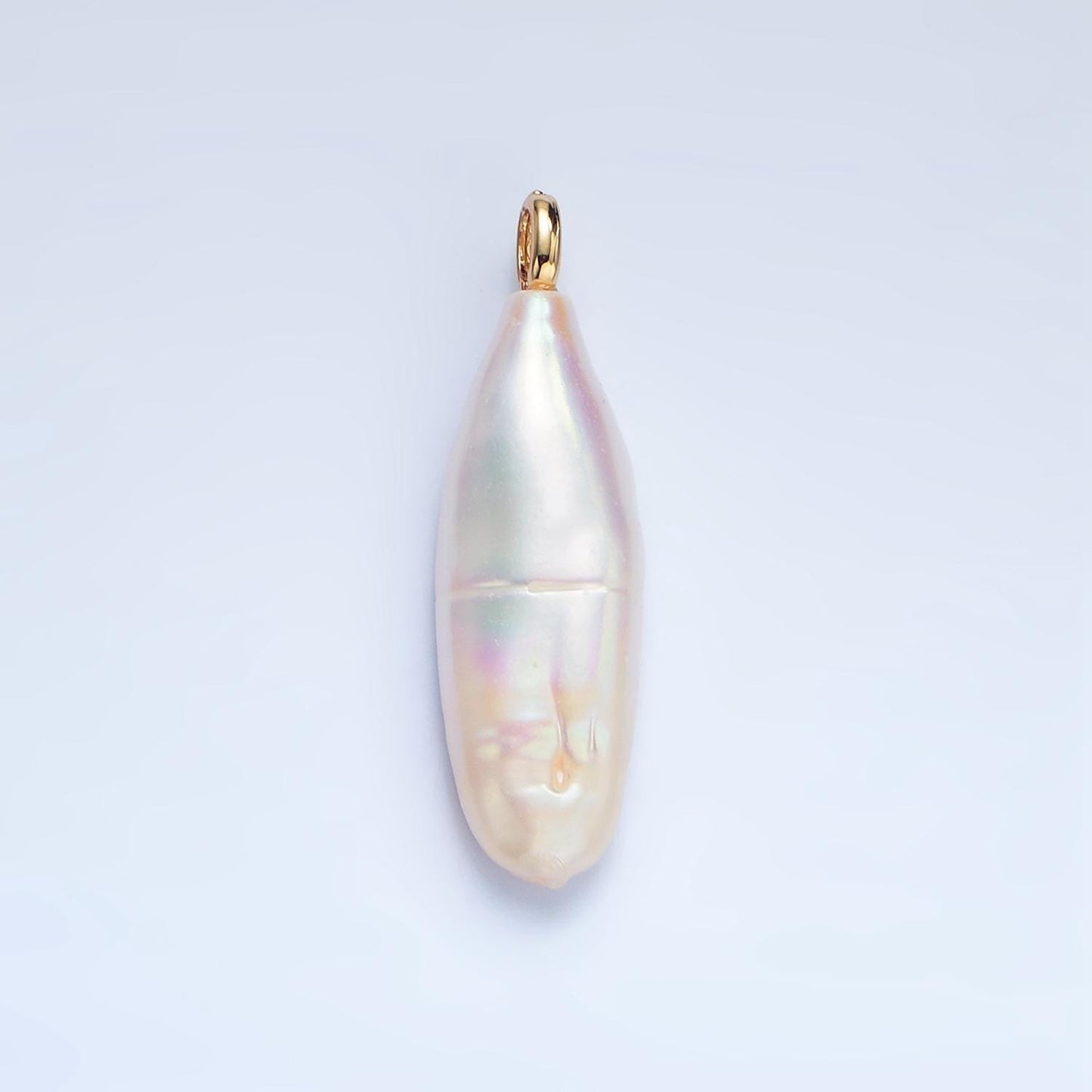 Freeform 14k gold filled 32.5mm shell pearl long stick pendant dangle charm for minimalist necklace jewelry component | p-1898