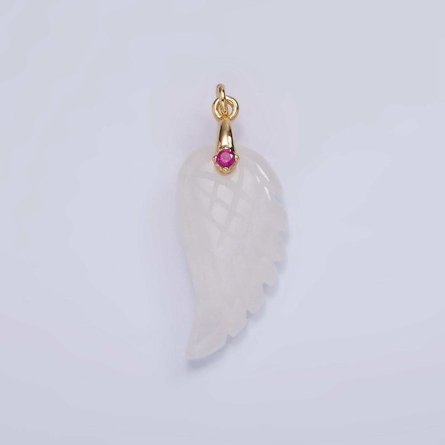 Handmade carved natural pink rose quartz / amethyst / quartz angel wing pendant charm for necklace bracelet component ag297