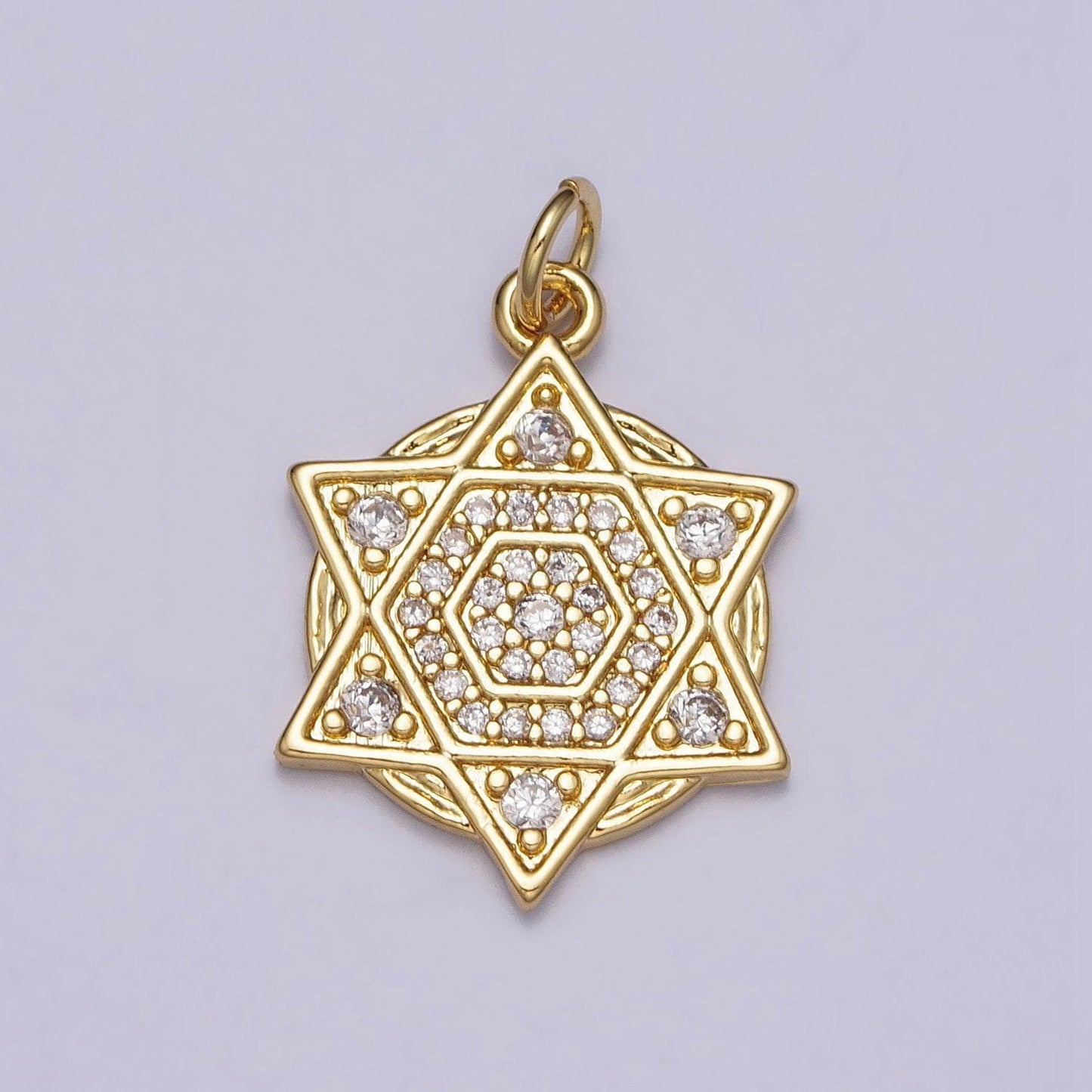 Dainty gold cubic star of david pendant jewish charm for bracelet necklace component ac-204