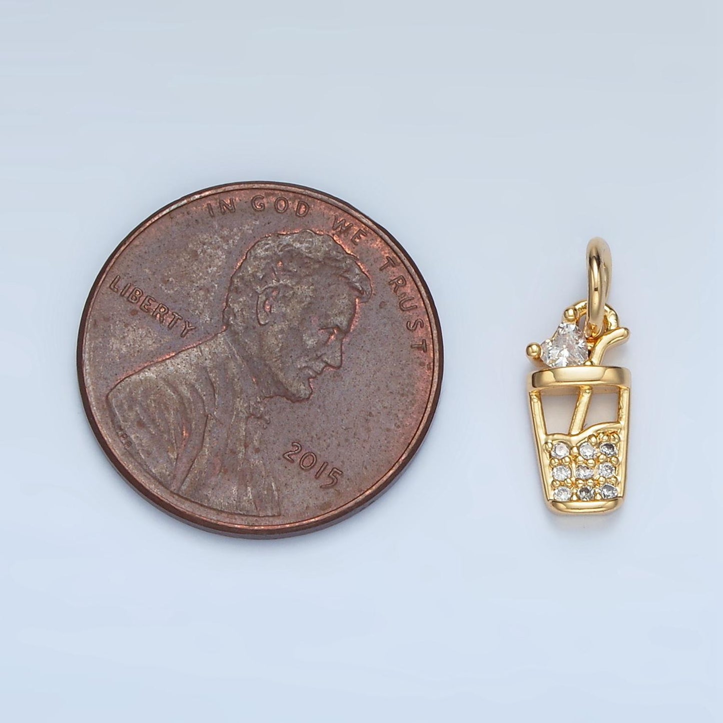 Iced boba micro paved cz 24k gold filled drink charm | e-914