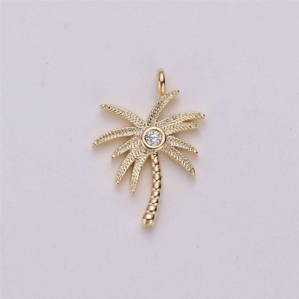 Tiny crystal palm tree in gold filled dainty palm tree pendant necklace earring bracelet charm for jewelry making supply c-542