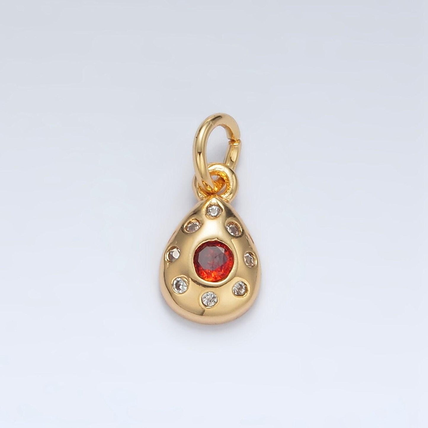 24k gold filled red cz teardrop mini charm | ag-937