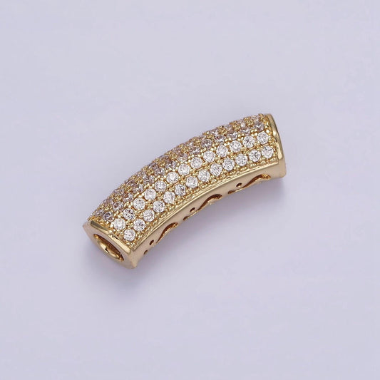 14k gold filled 23.5 tube micro paved cz bead | b795