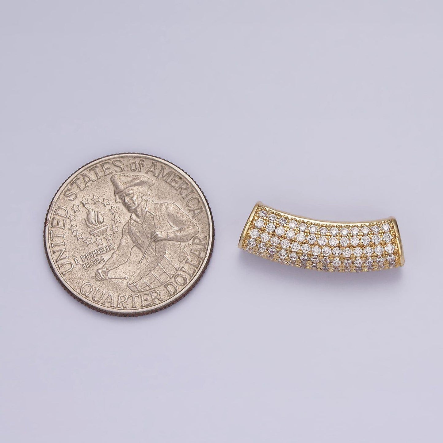 14k gold filled 23.5 tube micro paved cz bead | b795