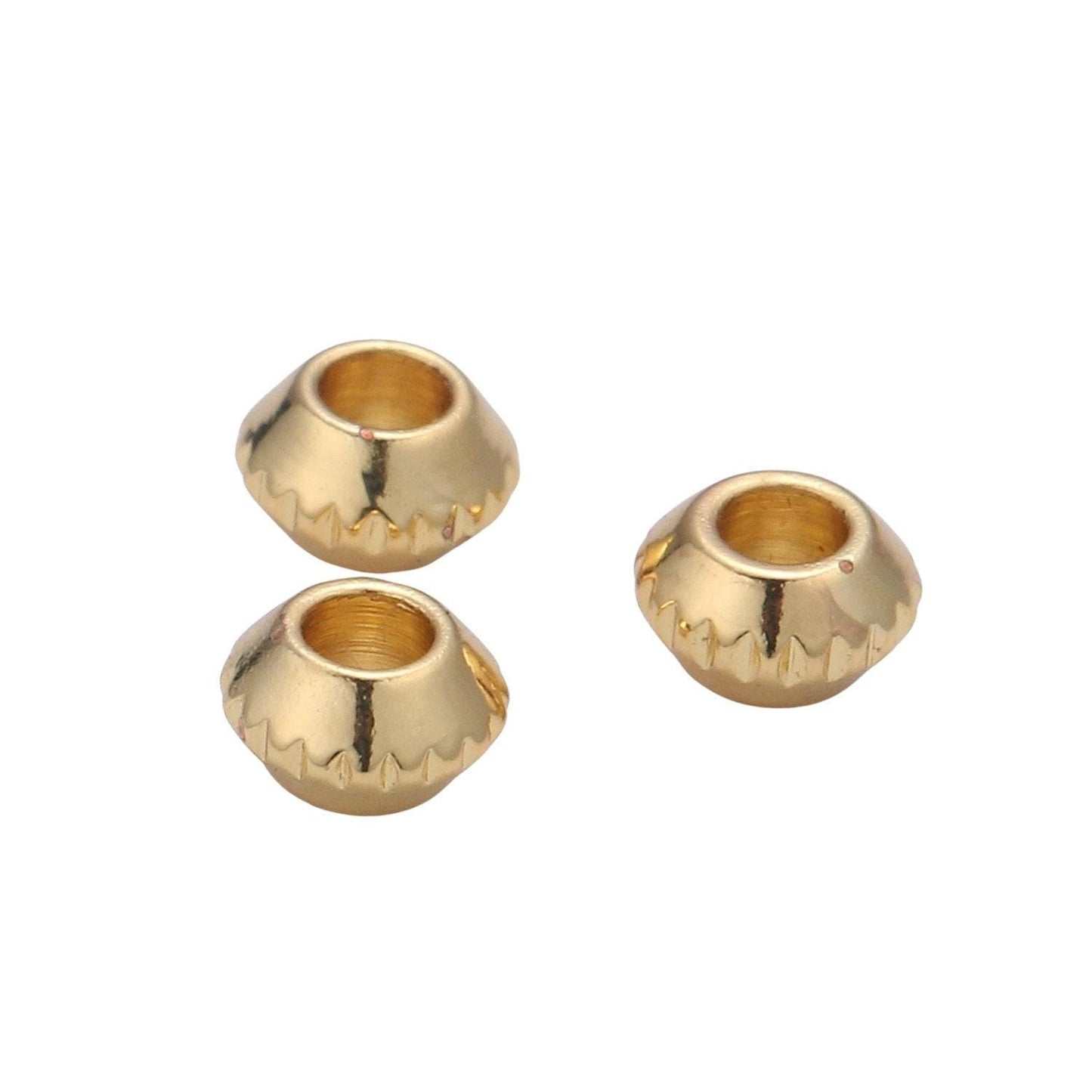 1x gold 4mm rondelle 2mm hole spacer beads, large hole spacer beads, sliding beads for charm necklace bracelet supply making