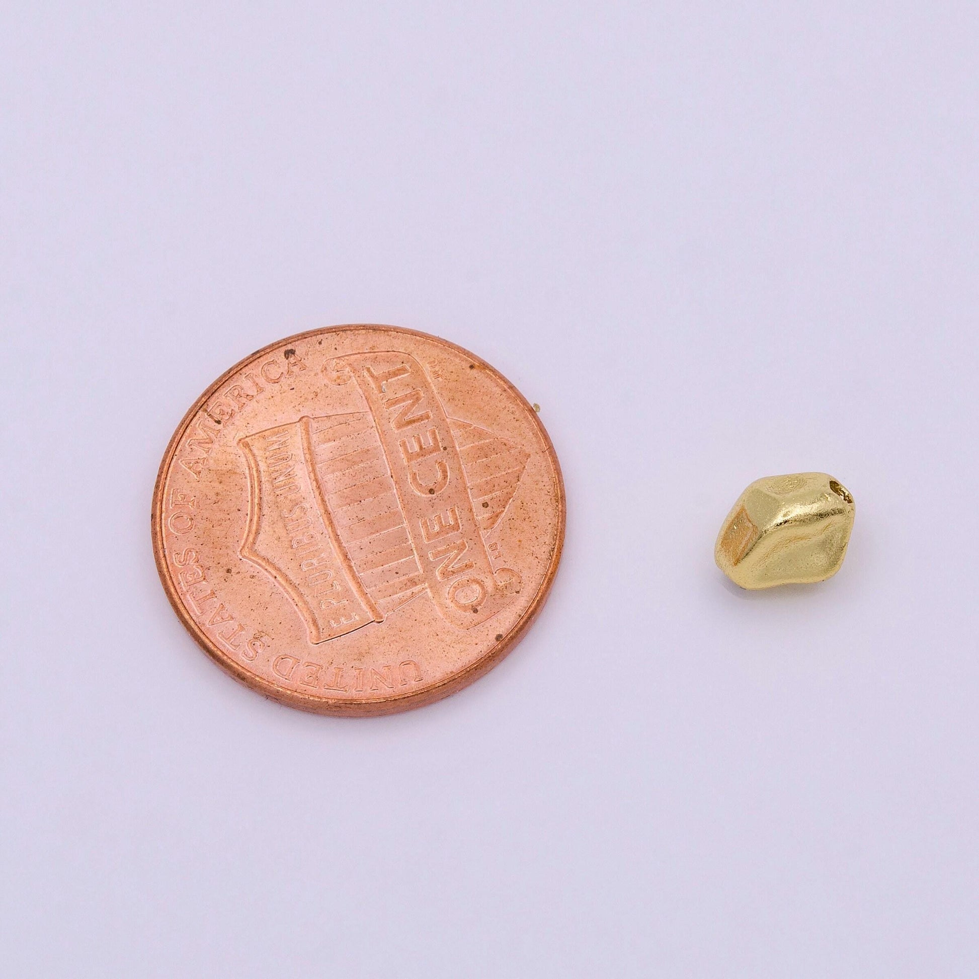 1x mini 16k gold filled abstract hammered geometric bead | b-820