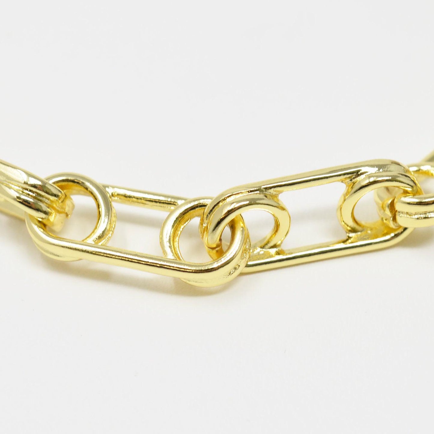 Bold paper clip chain yellow gold unfinished chain by yard chunky link chain, yellow gold thick elongated chain for diy craft, roll- 452