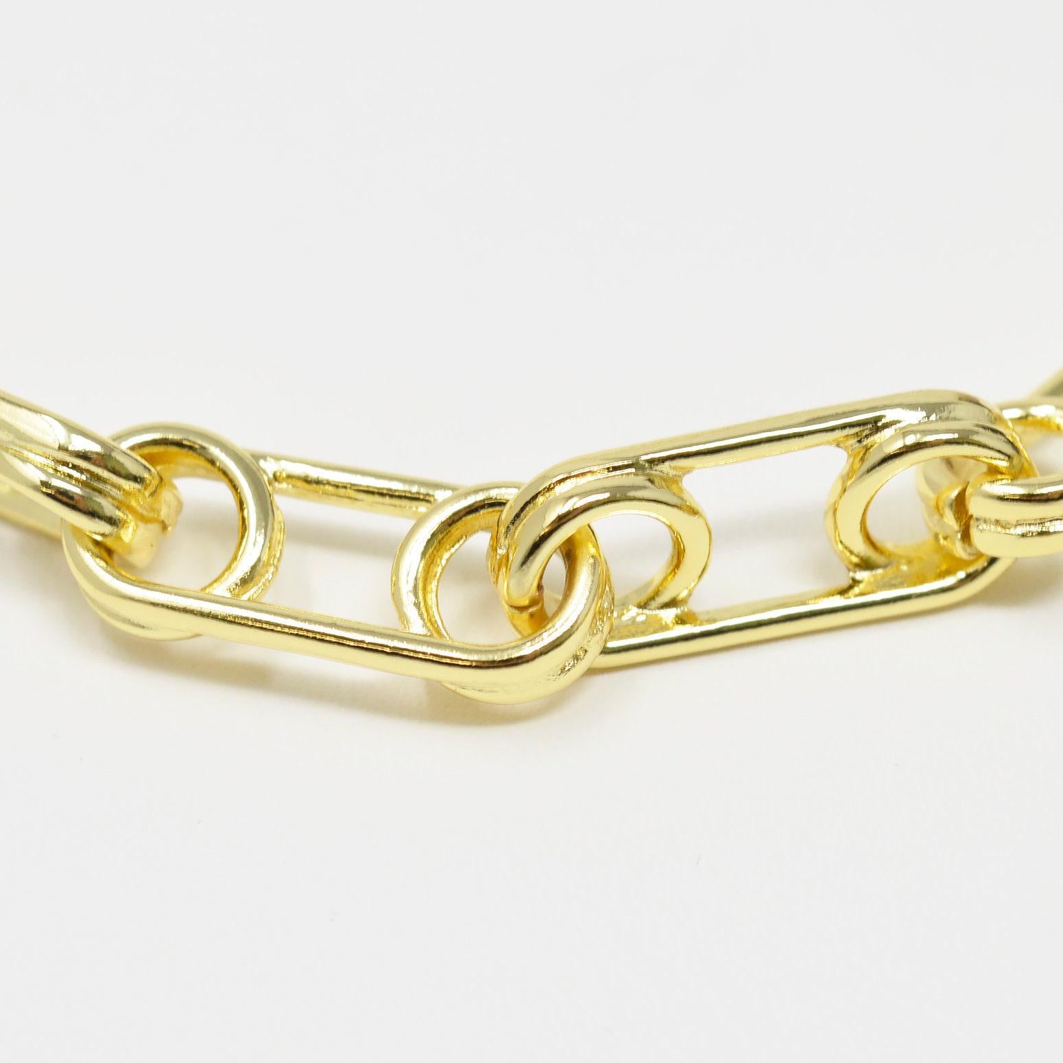 Bold paper clip chain yellow gold unfinished chain by yard chunky link chain, yellow gold thick elongated chain for diy craft, roll- 452