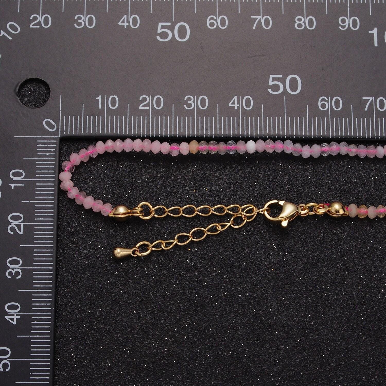 Handmade gold beaded necklace, 24k gold filled 16.0" + 2.0" extender beaded morganite ready to wear necklace | wa-1160