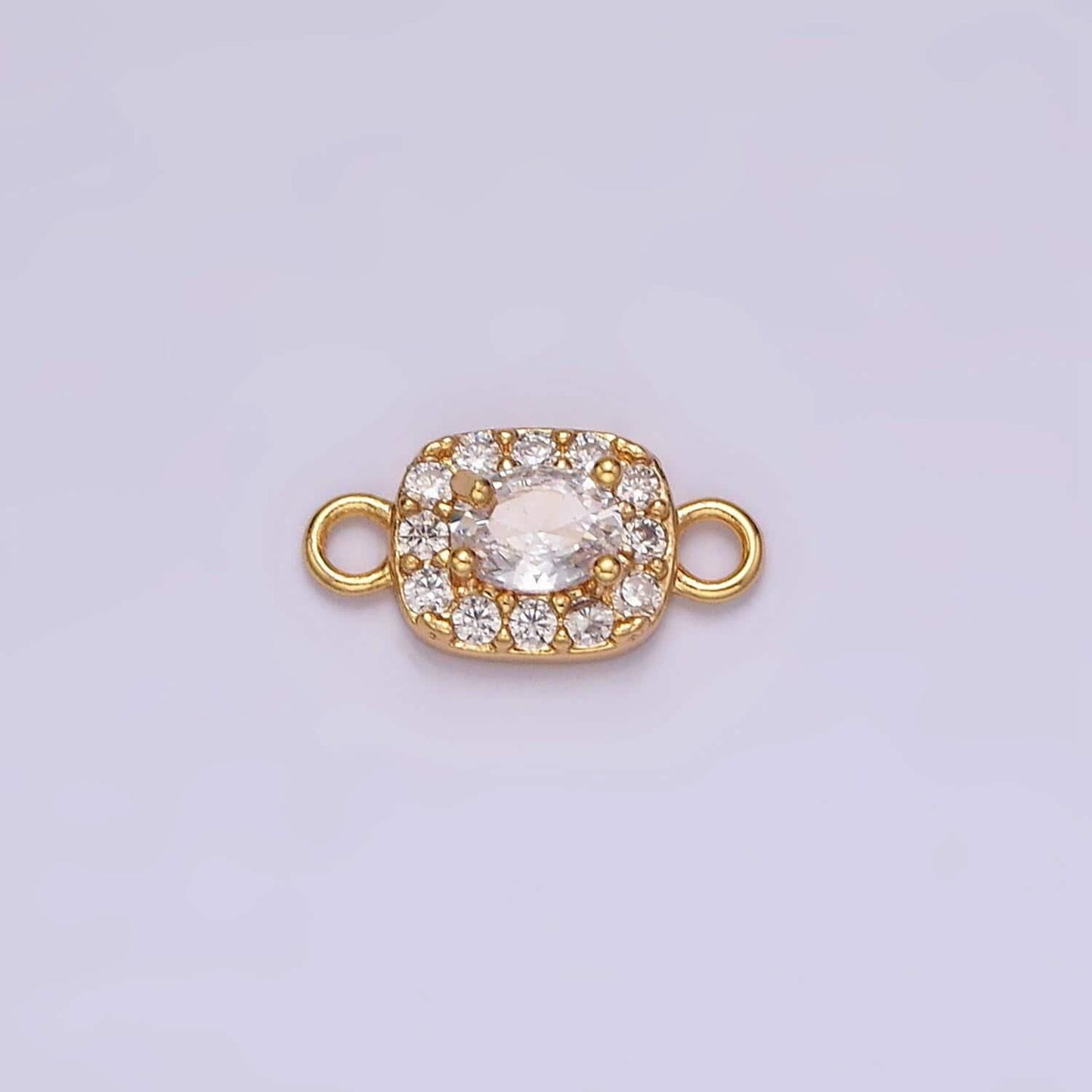 14k gold filled clear, black, blue, pink, green, fuchsia cz 5mm mini rectangle connector | g107 - g112