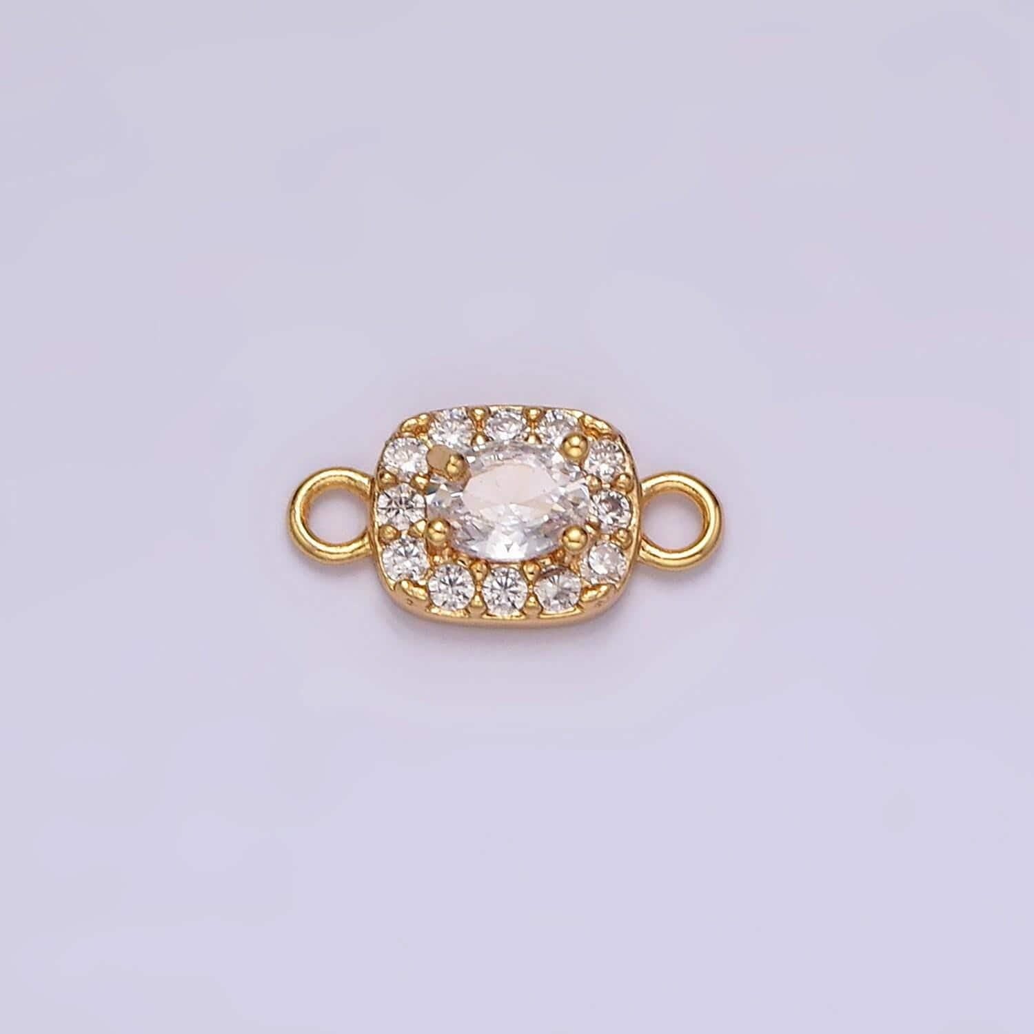 14k gold filled clear, black, blue, pink, green, fuchsia cz 5mm mini rectangle connector | g107 - g112