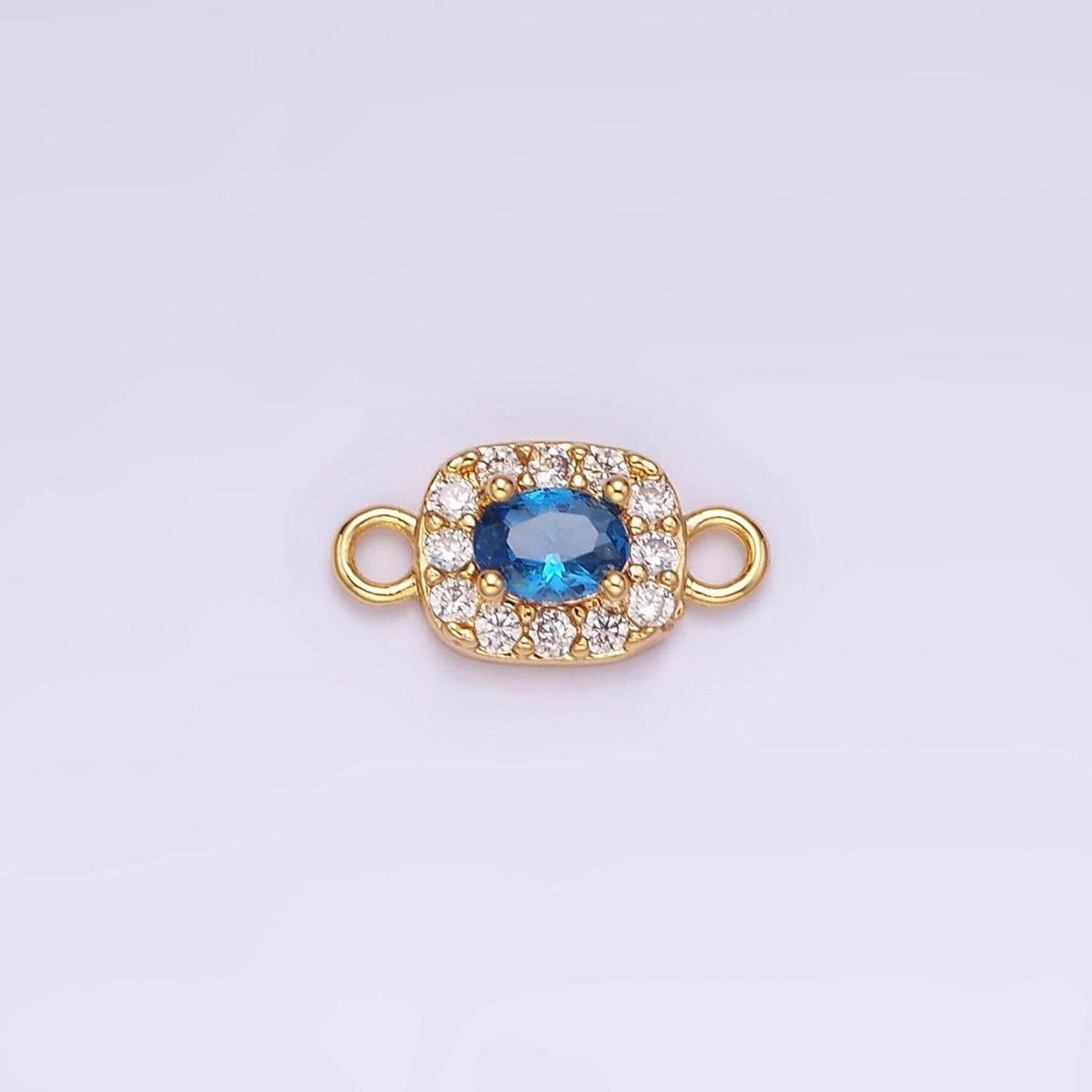 14k gold filled clear, black, blue, pink, green, fuchsia cz 5mm mini rectangle connector | g107 - g112