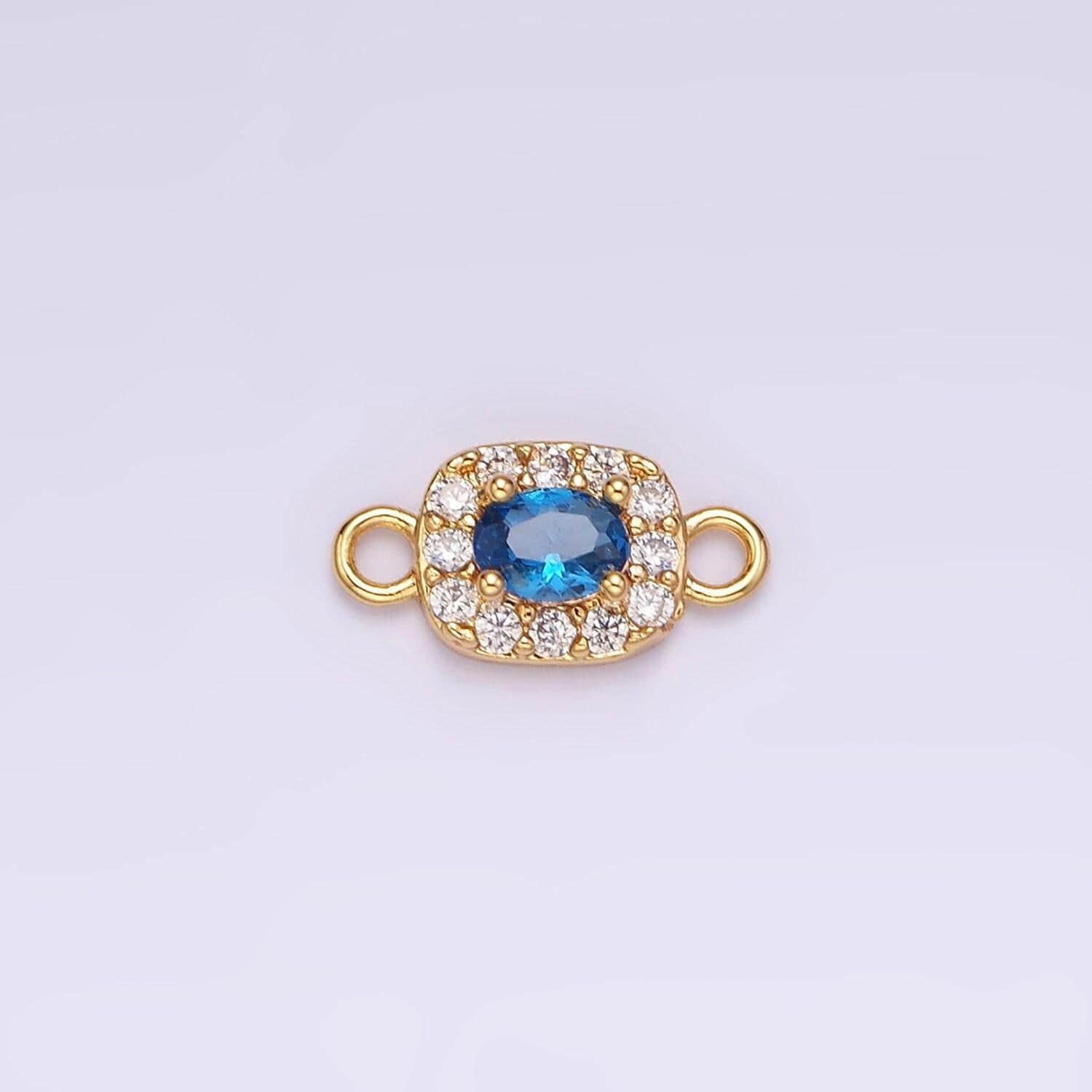 14k gold filled clear, black, blue, pink, green, fuchsia cz 5mm mini rectangle connector | g107 - g112