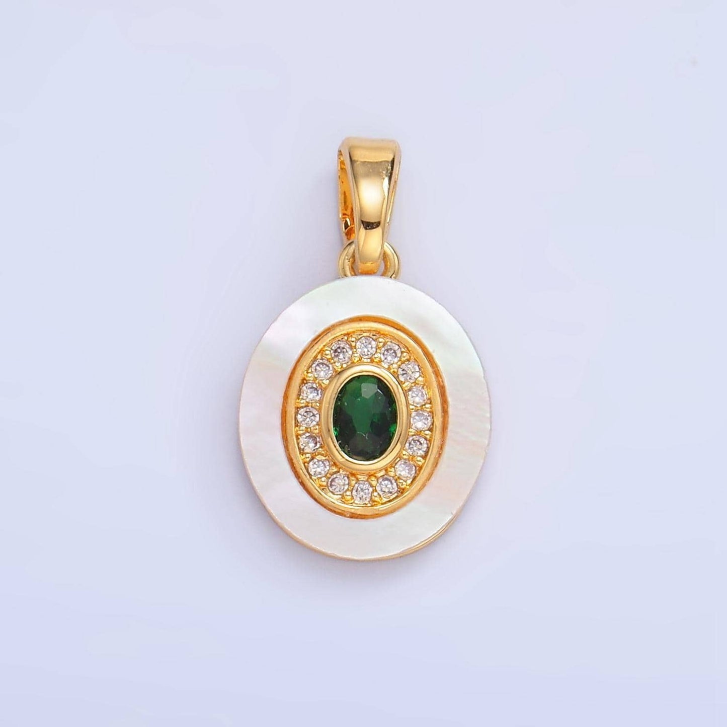 Colorful cz evil eye freshwater pearl gold bezel charm evil eye oval shaped gold filled pendant | f769