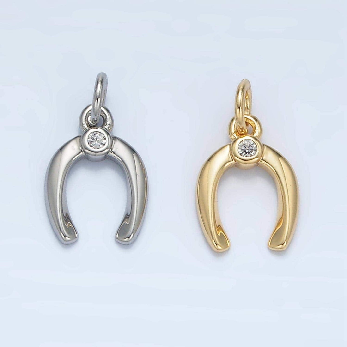 Mini gold horseshoe charms 24k gold filled cz horse shoe pendant silver lucky charm bracelet necklace for diy jewelry making supply x592