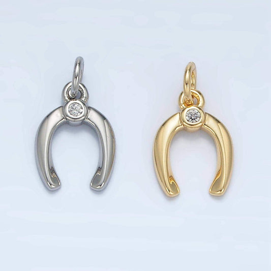 Mini gold horseshoe charms 24k gold filled cz horse shoe pendant silver lucky charm bracelet necklace for diy jewelry making supply x592