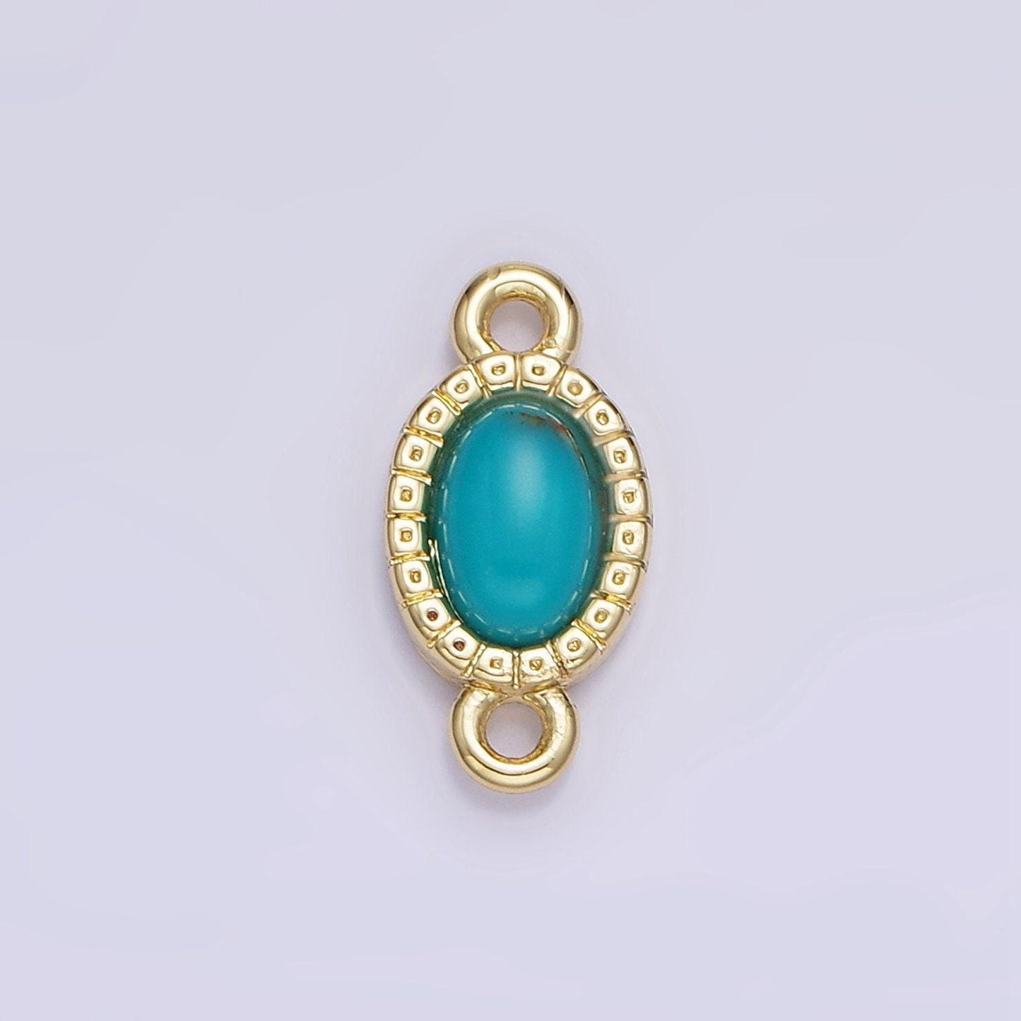 14k gold filled carnelian, turquoise oval gemstone bezel connector | g-355