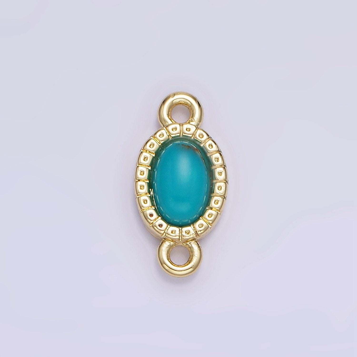 14k gold filled carnelian, turquoise oval gemstone bezel connector | g-355