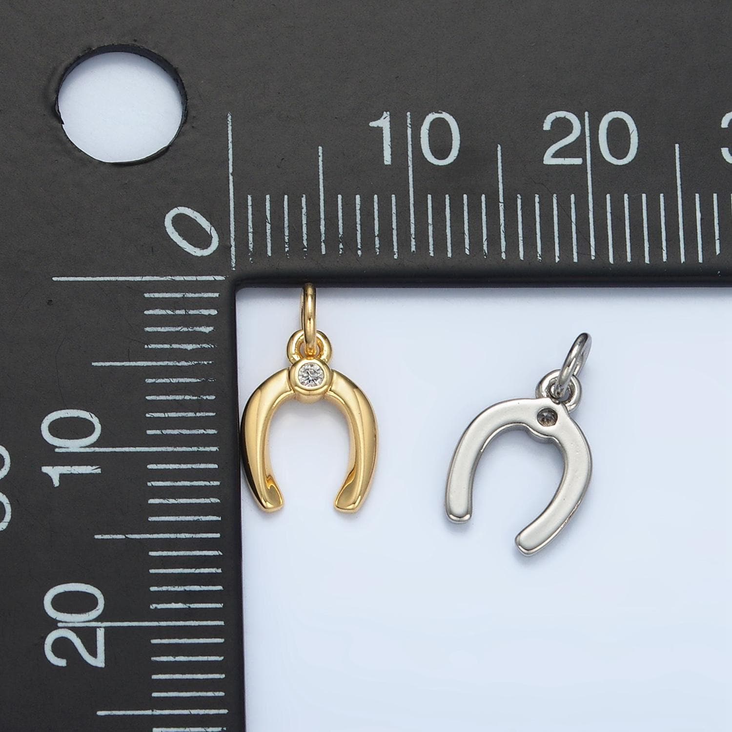 Mini gold horseshoe charms 24k gold filled cz horse shoe pendant silver lucky charm bracelet necklace for diy jewelry making supply x592