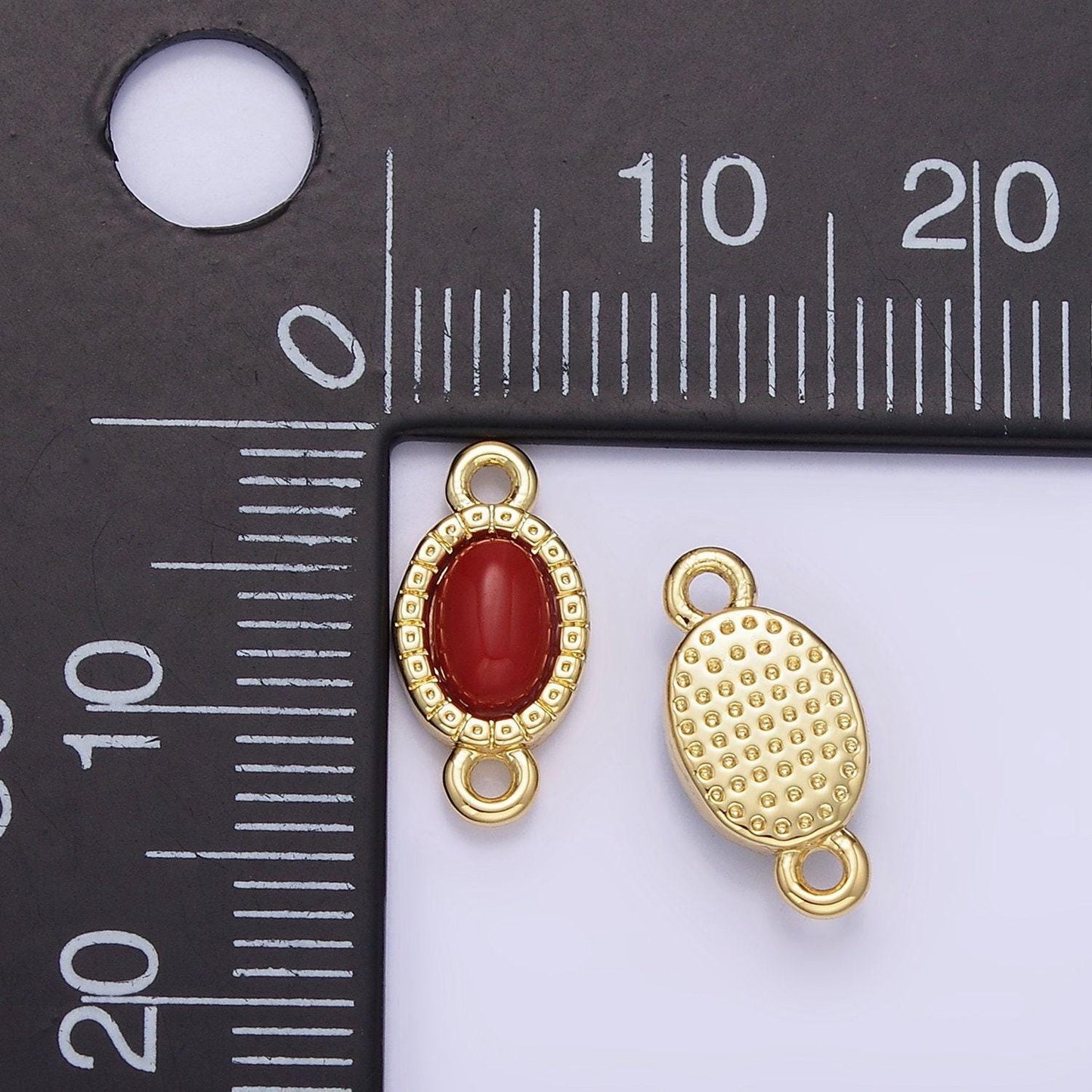 14k gold filled carnelian, turquoise oval gemstone bezel connector | g-355