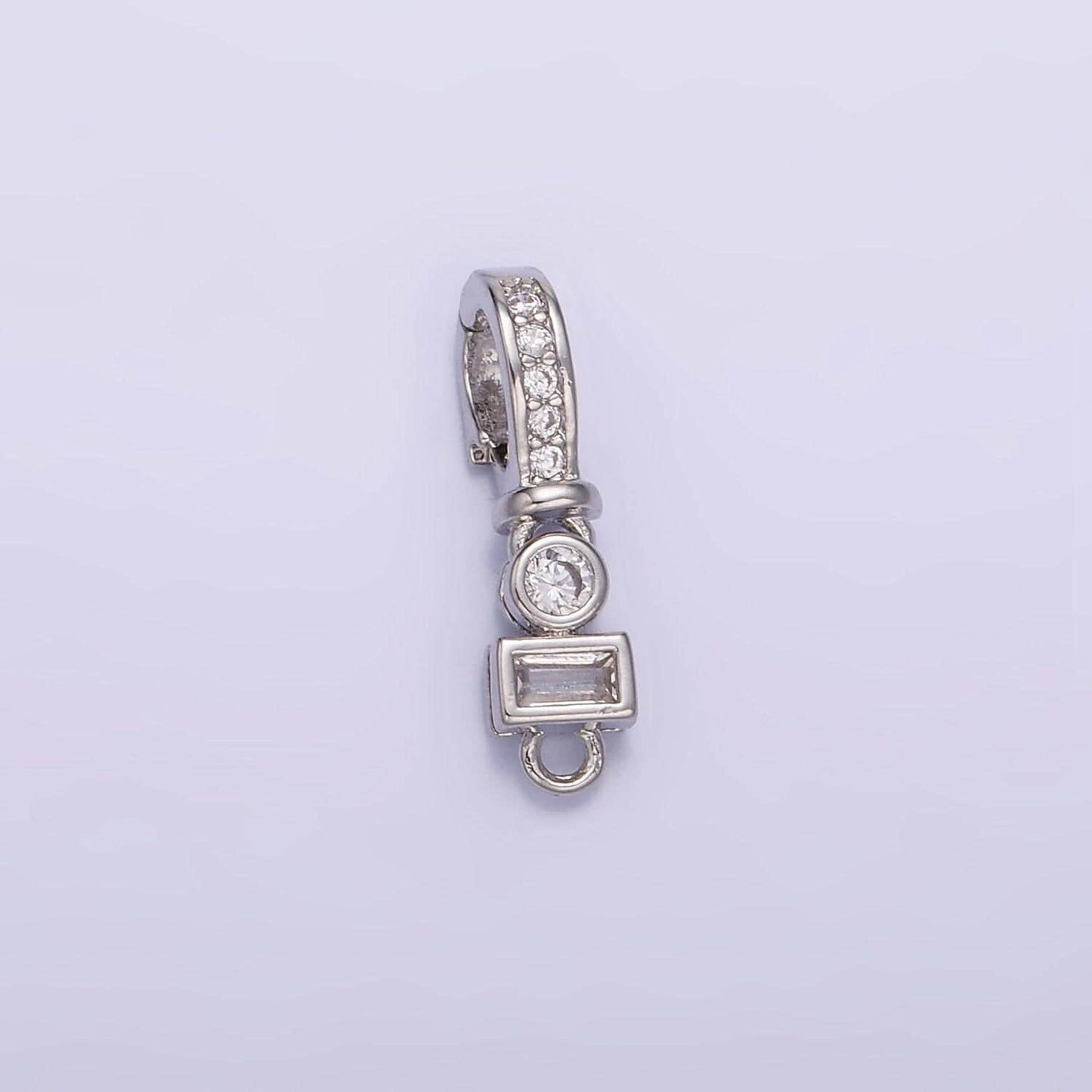 Dainty cz pave gold removable bail silver pendant enhancer clasp bail clasp for charm z720
