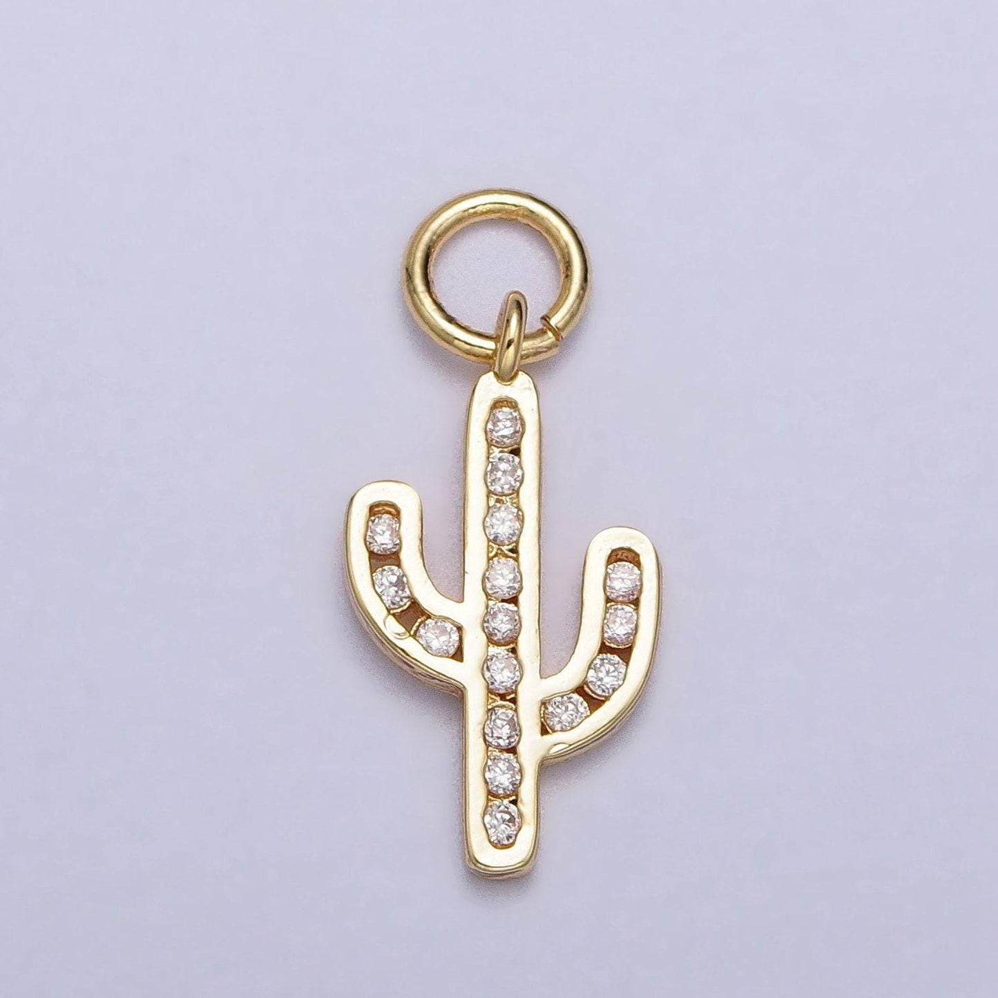 Dainty gold cactus pendant | gold cactus charm | gold cactus necklace bracelet earring charm for diy jewelry supply wholesale jewelry ac014