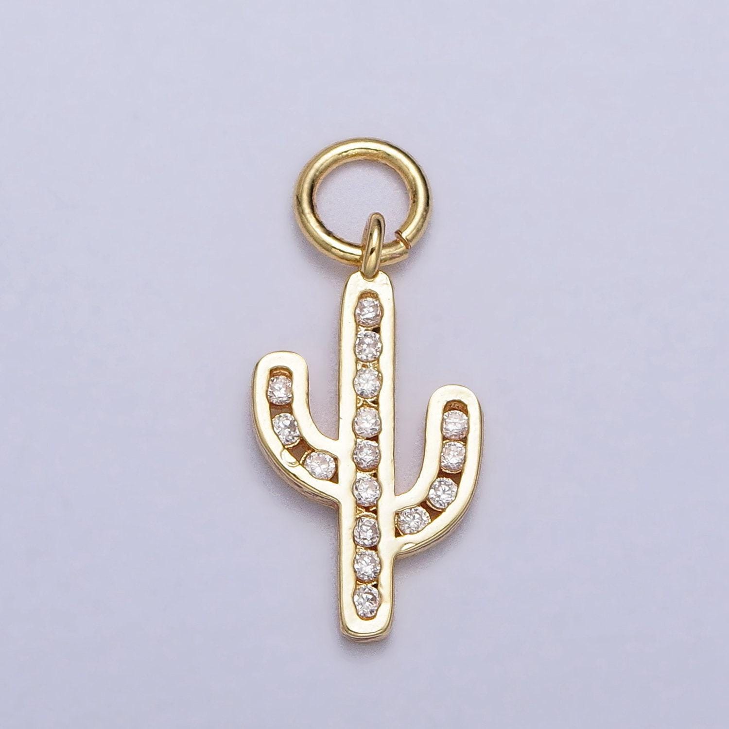 Dainty gold cactus pendant | gold cactus charm | gold cactus necklace bracelet earring charm for diy jewelry supply wholesale jewelry ac014