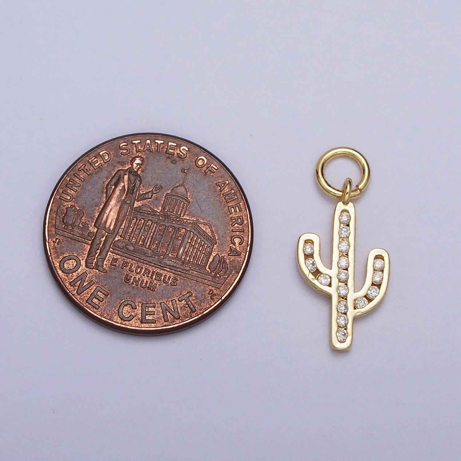 Dainty gold cactus pendant | gold cactus charm | gold cactus necklace bracelet earring charm for diy jewelry supply wholesale jewelry ac014