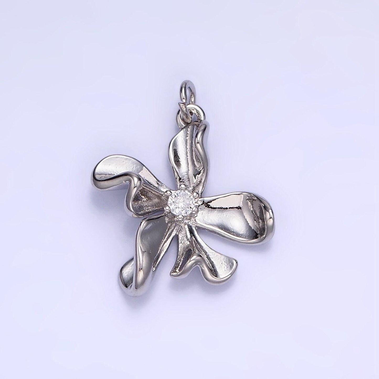 14k gold filled abstract molten flower charm minimalist floral pendant spring garden jewelry inspired | w664