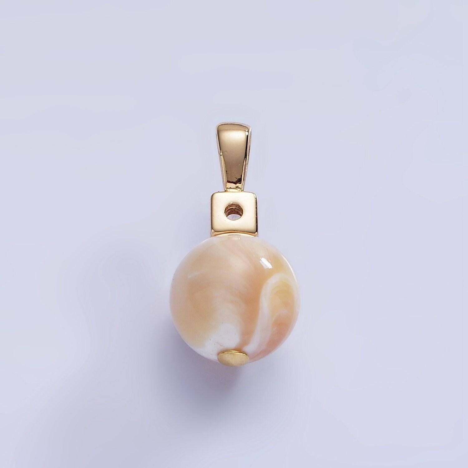 Natural golden brown mother of pearl shell round beads 10mm charm high quality iridescent pearl gemstone pendant for jewelry making p1572