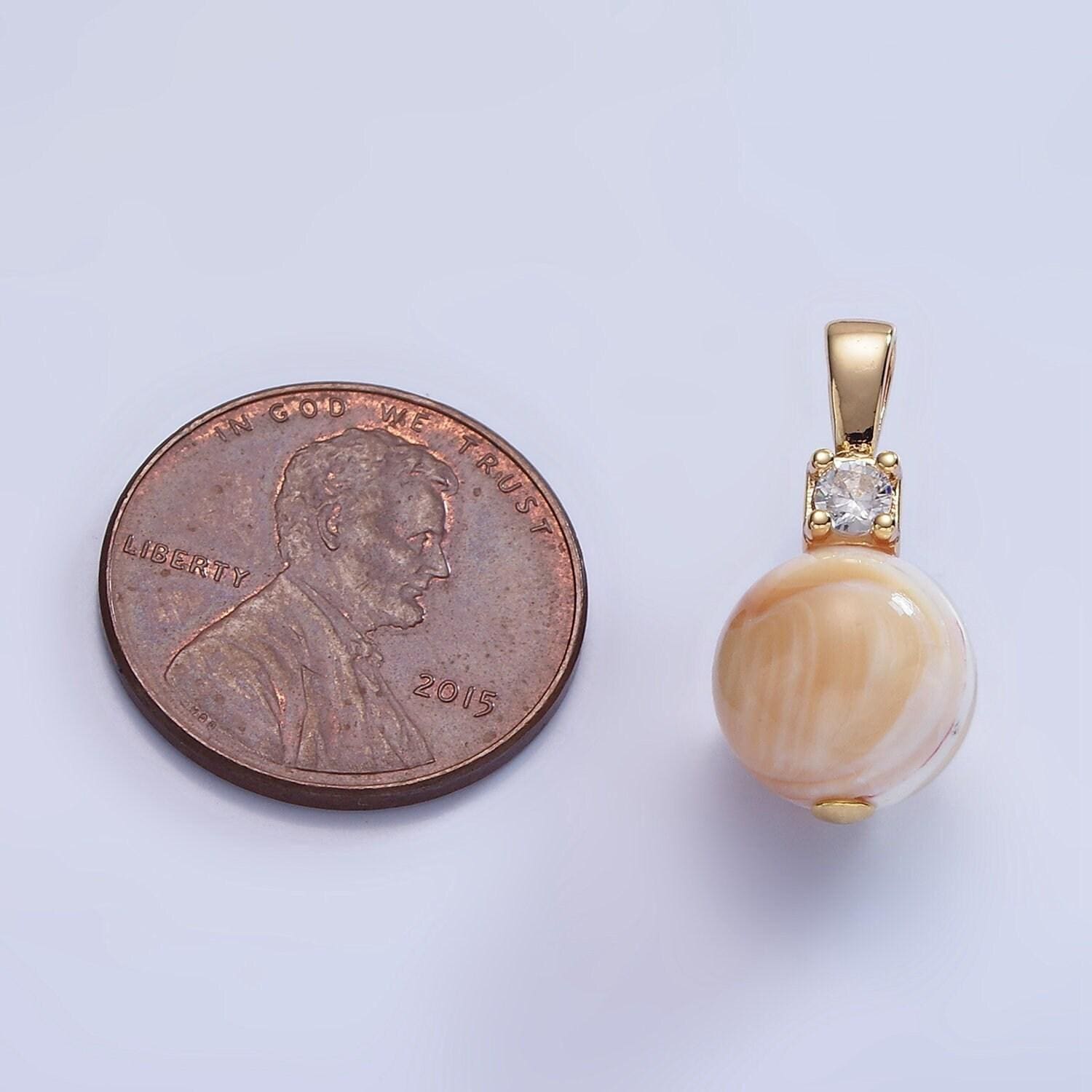 Natural golden brown mother of pearl shell round beads 10mm charm high quality iridescent pearl gemstone pendant for jewelry making p1572