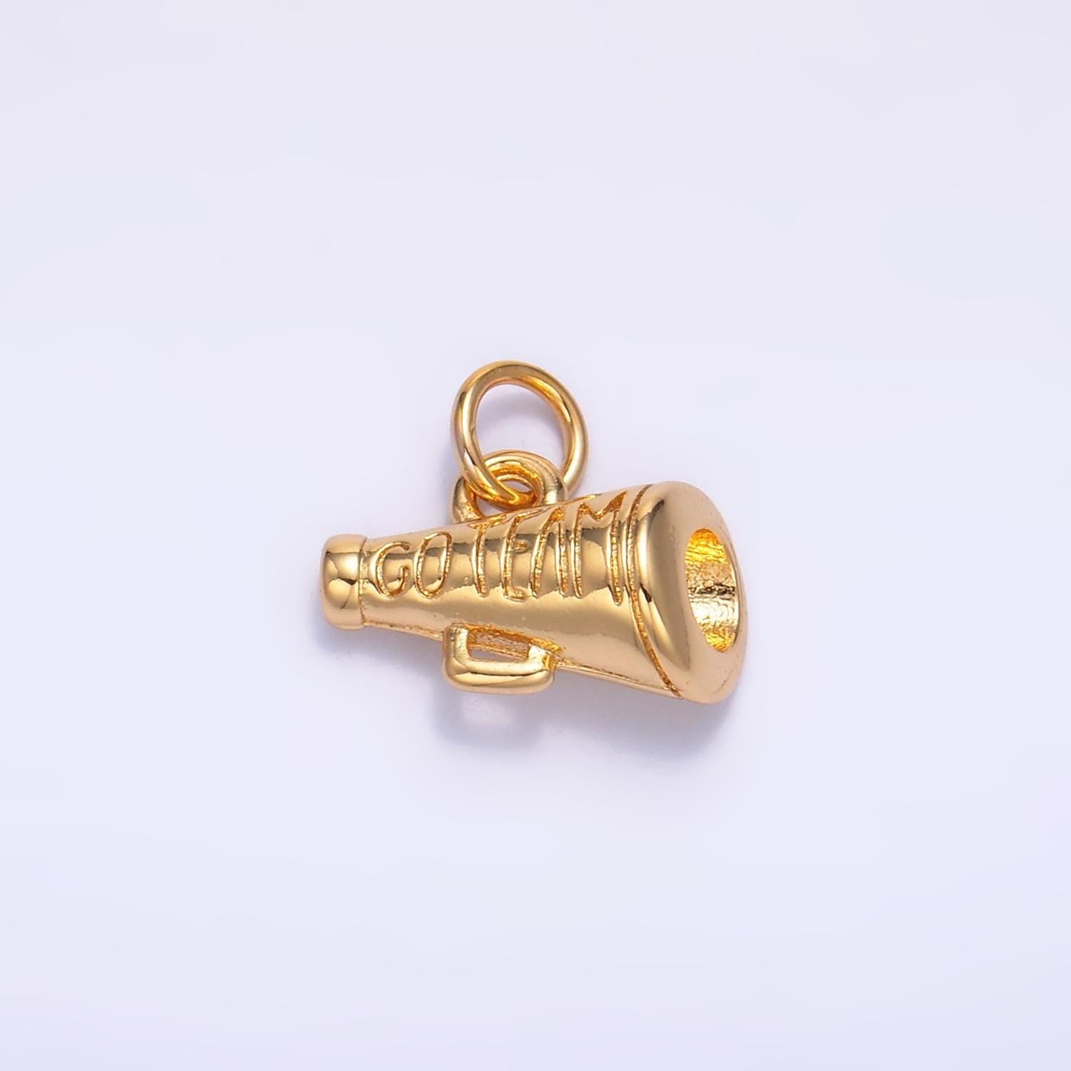Mini megaphone charm 24k gold filled cheerleader charm inspired sport cheer cheerleading dance charms sports varsity bracelet necklace w232