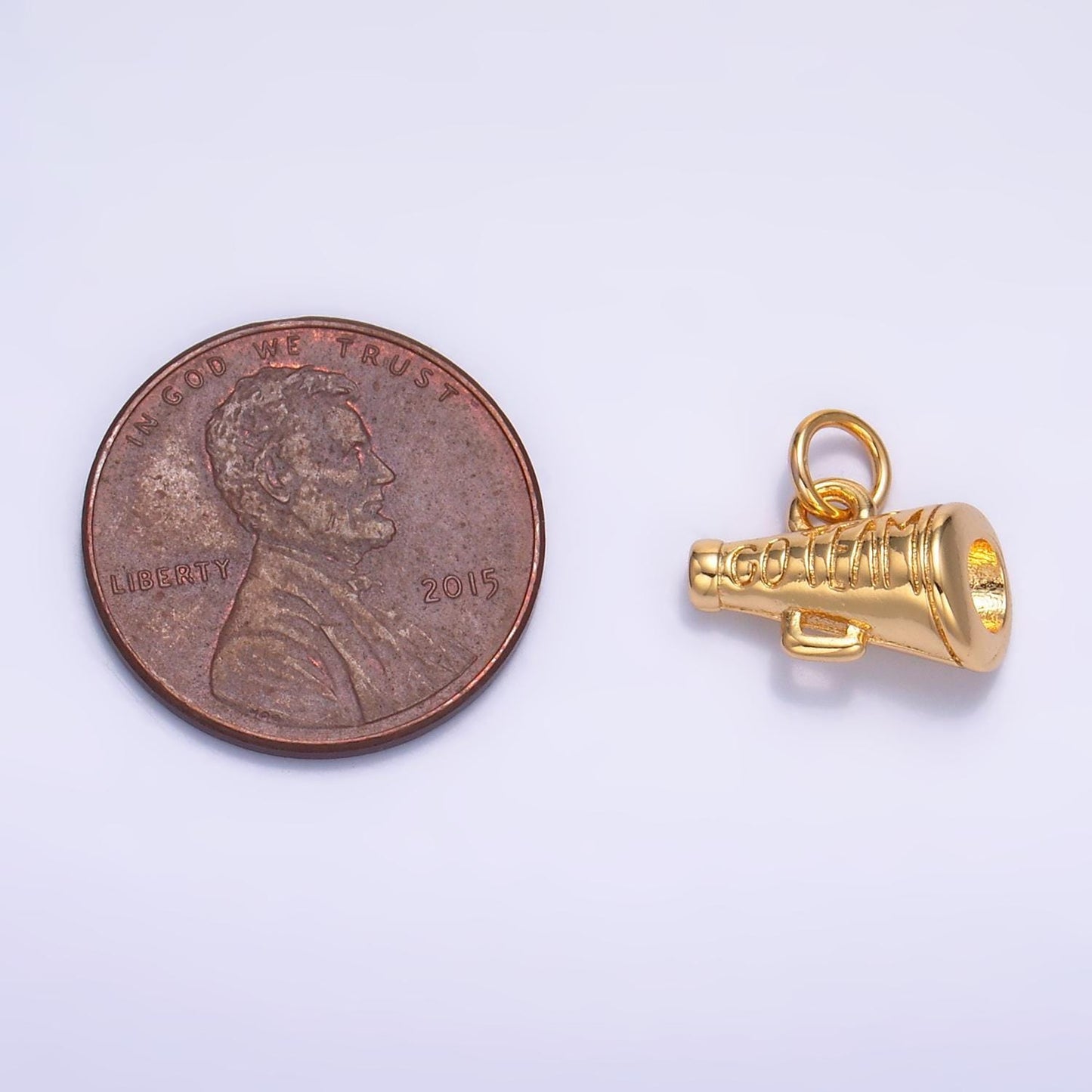 Mini megaphone charm 24k gold filled cheerleader charm inspired sport cheer cheerleading dance charms sports varsity bracelet necklace w232