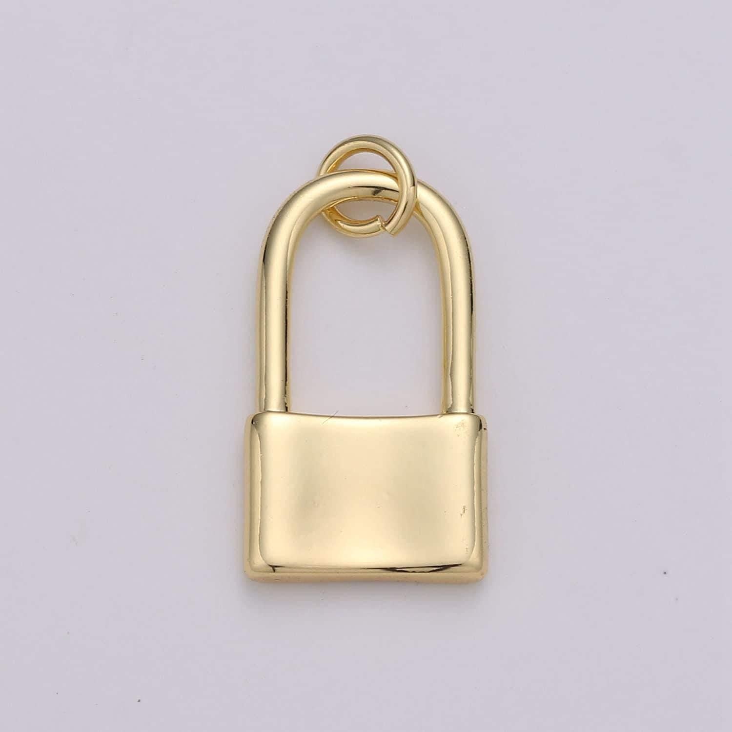 11x19mm dainty padlock charm in 24k gold filled lock charm for earring bracelet necklace. tiny small dainty gold lock charm