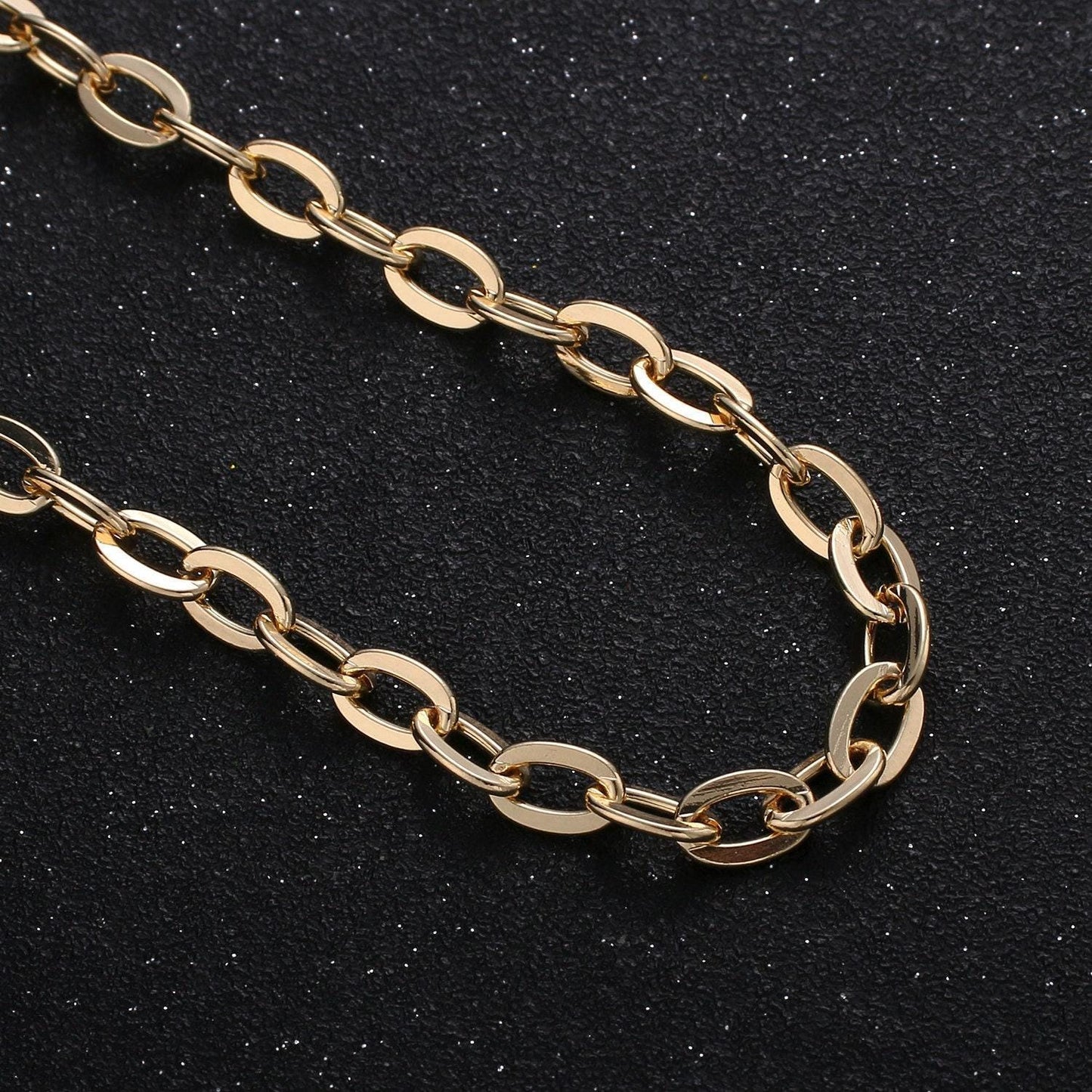 Gold rolo cable chain by yard, oval link chain, wholesale bulk roll chain for diy jewelry , thickness 0.8mm,263