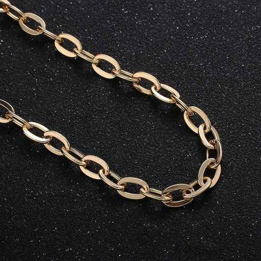 Gold rolo cable chain by yard, oval link chain, wholesale bulk roll chain for diy jewelry , thickness 0.8mm,263