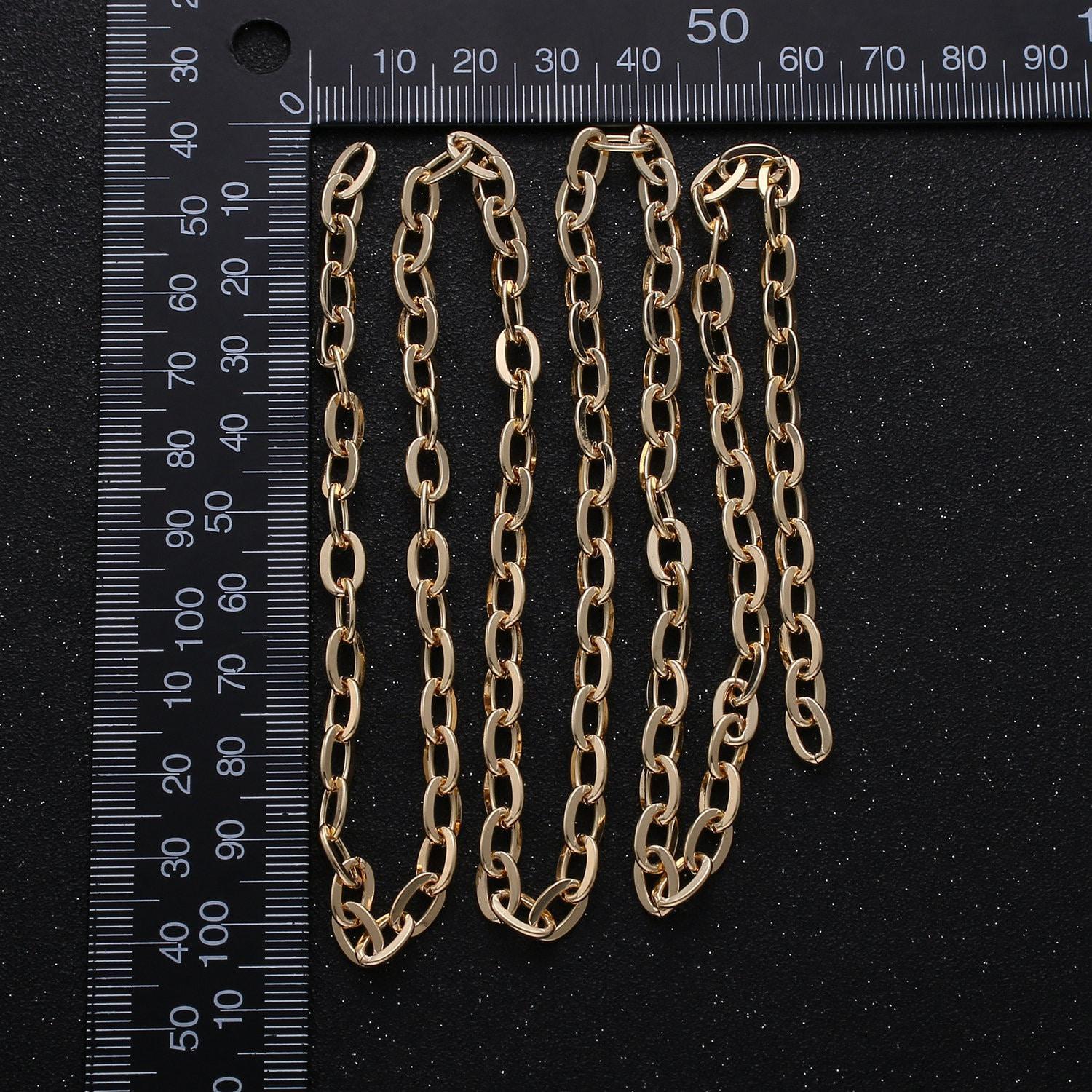 Gold rolo cable chain by yard, oval link chain, wholesale bulk roll chain for diy jewelry , thickness 0.8mm,263
