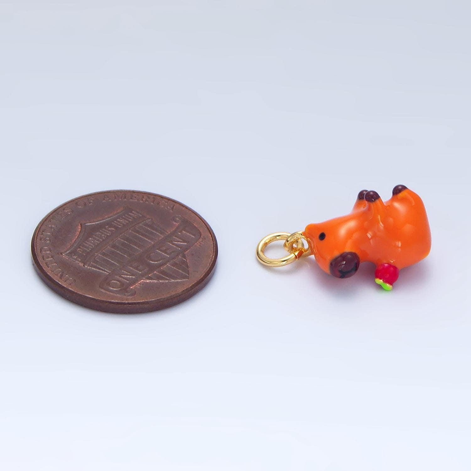 Cute capybara charms glass animal pendant diy jewelry making supply for bracelet necklace earring key chain tumbler charm x307