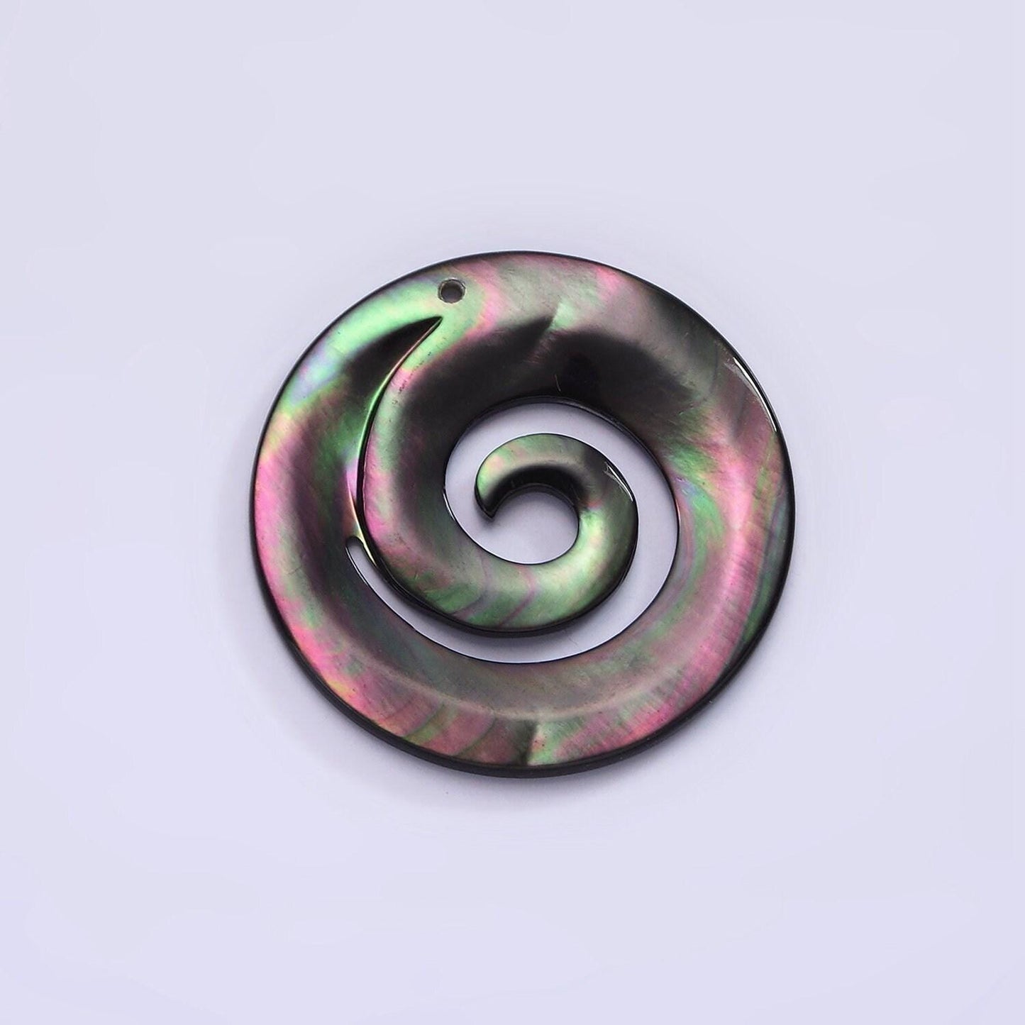 1x abalone shell round swirl pendants, green hue abalone coin charm spiral wave beach inspired for necklace earring supply 30mm size
