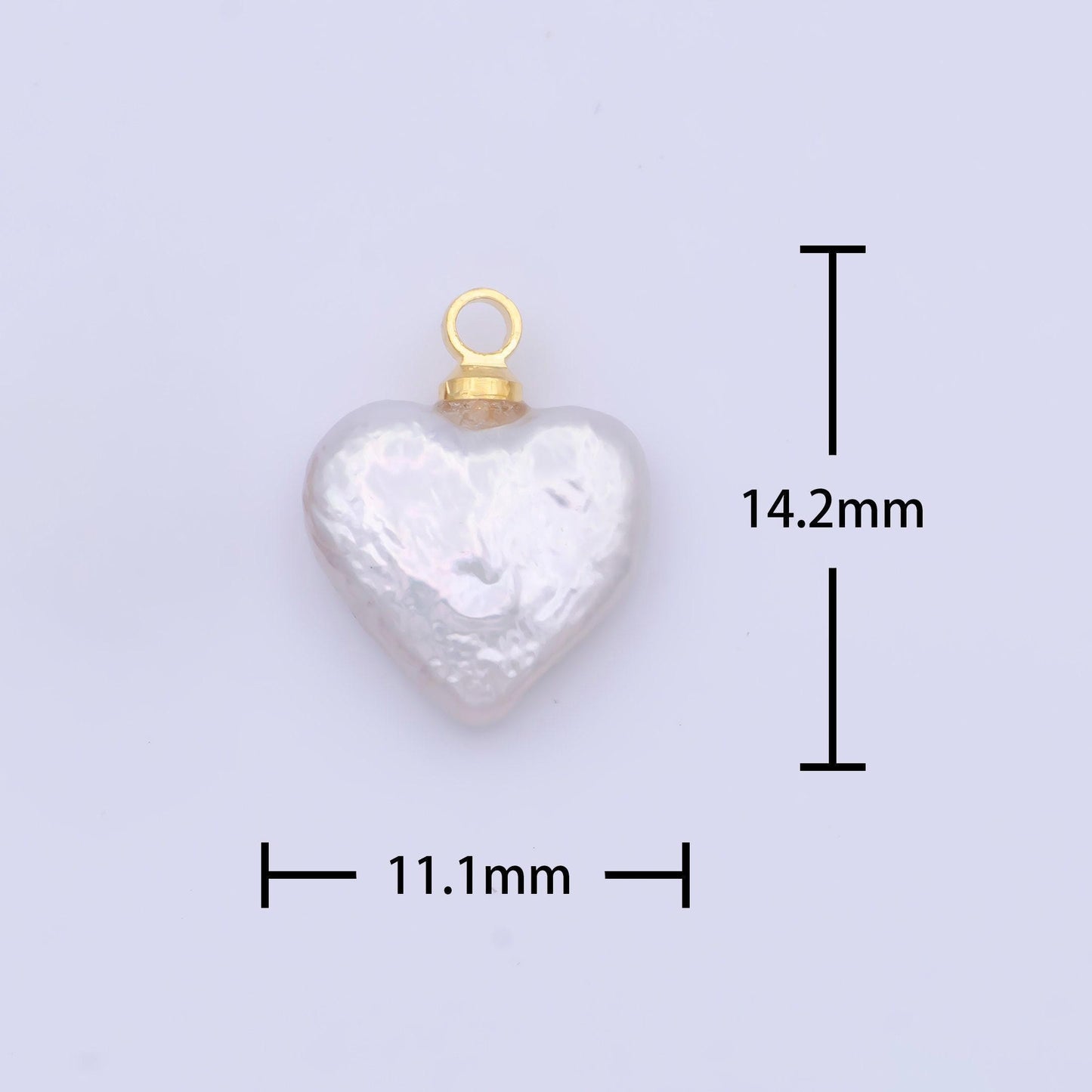 Heart pearls charm gold 14.1x11.5mm white baroque freshwater pearls for necklace bracelet earring wedding jewelry making minimalist c-188