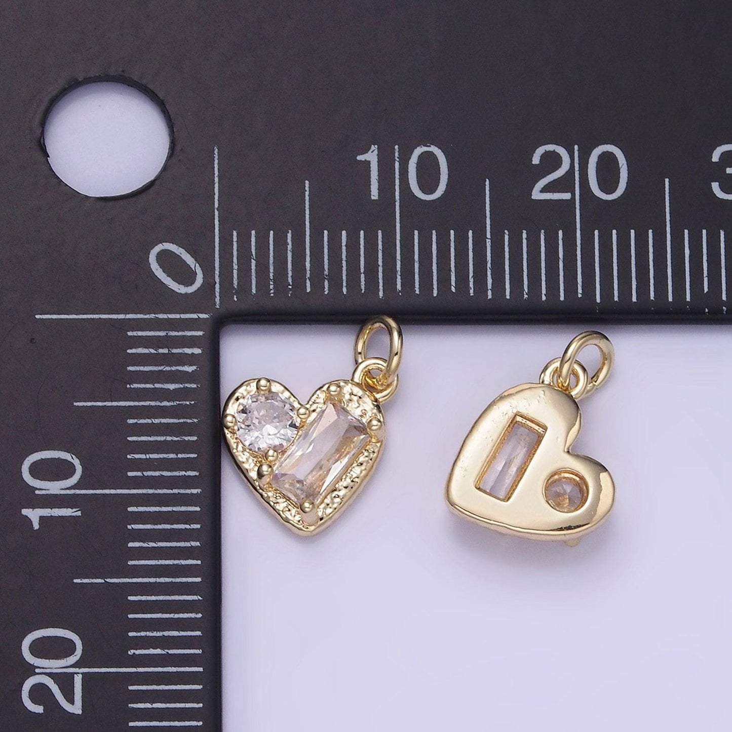 Tiny heart charms cubic zirconia hollow dainty love pendant wholesale bulk diy jewelry findings w547