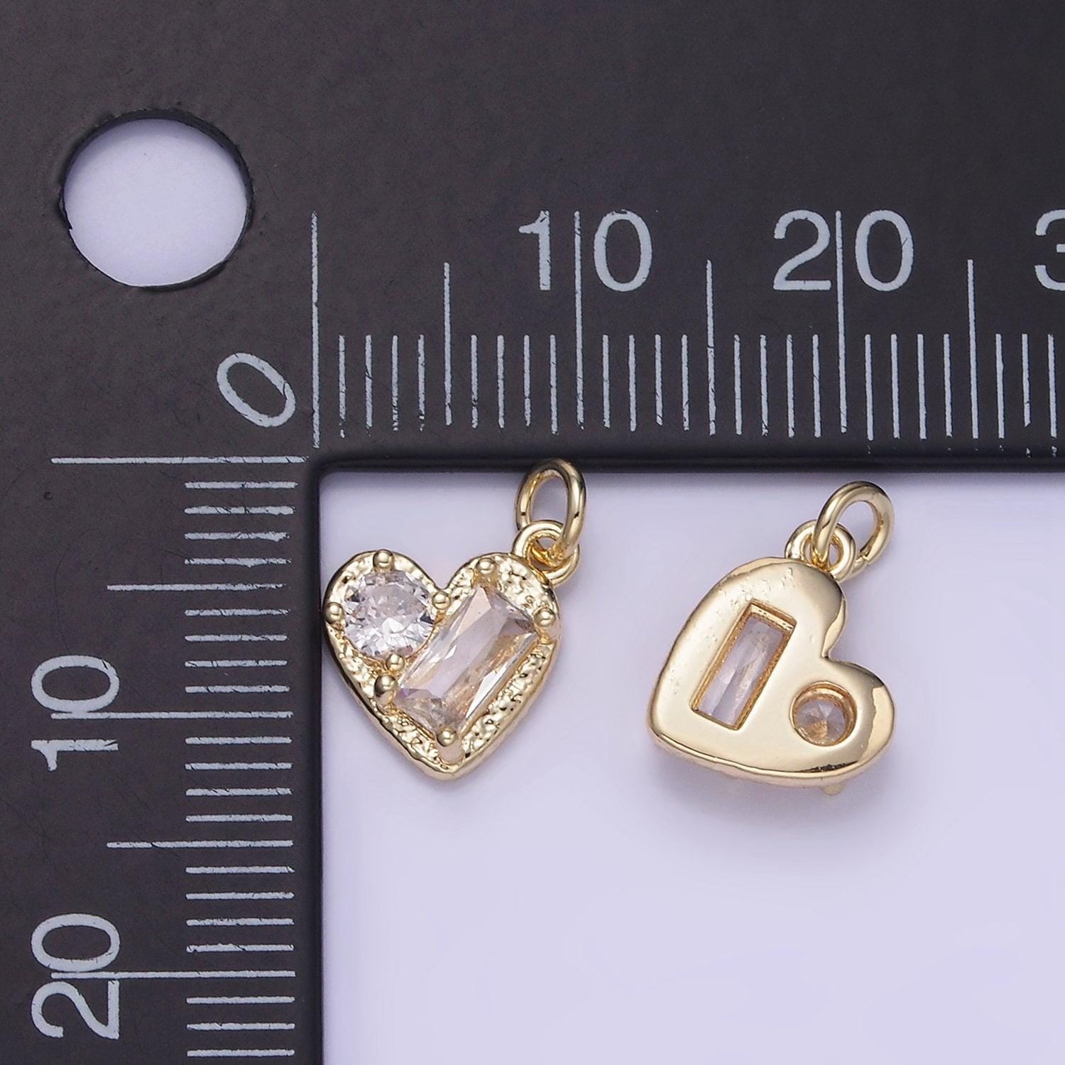 Tiny heart charms cubic zirconia hollow dainty love pendant wholesale bulk diy jewelry findings w547