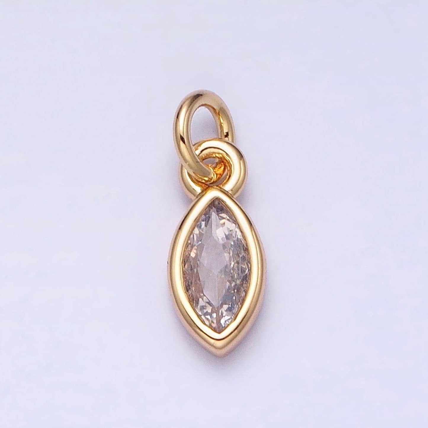 16k gold filled clear cz teardrop bezel add-on charm in gold & silver | ac1203 ac1204