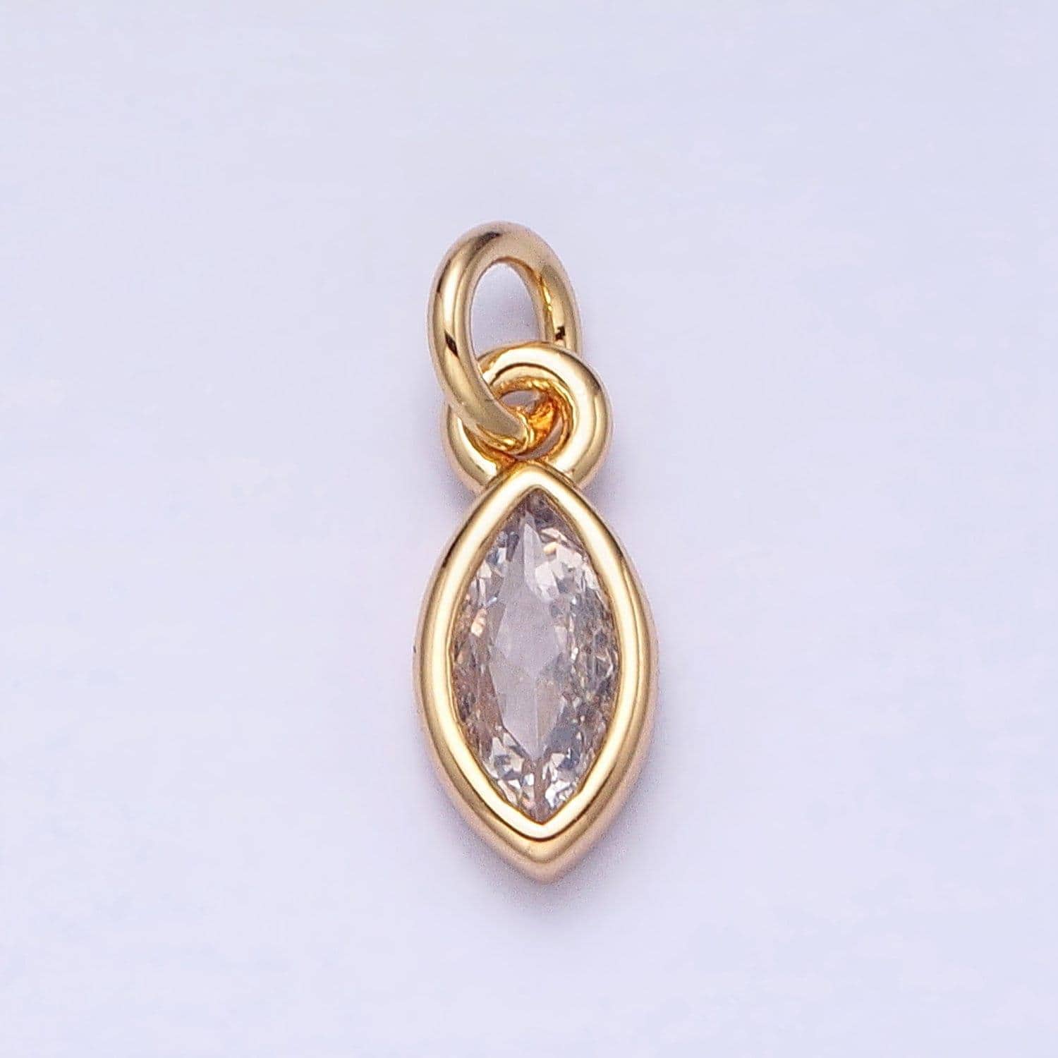 16k gold filled clear cz teardrop bezel add-on charm in gold & silver | ac1203 ac1204