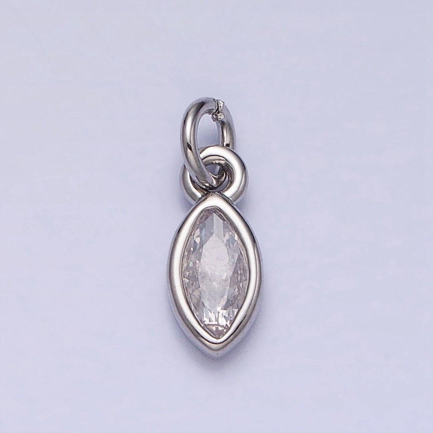 16k gold filled clear cz teardrop bezel add-on charm in gold & silver | ac1203 ac1204