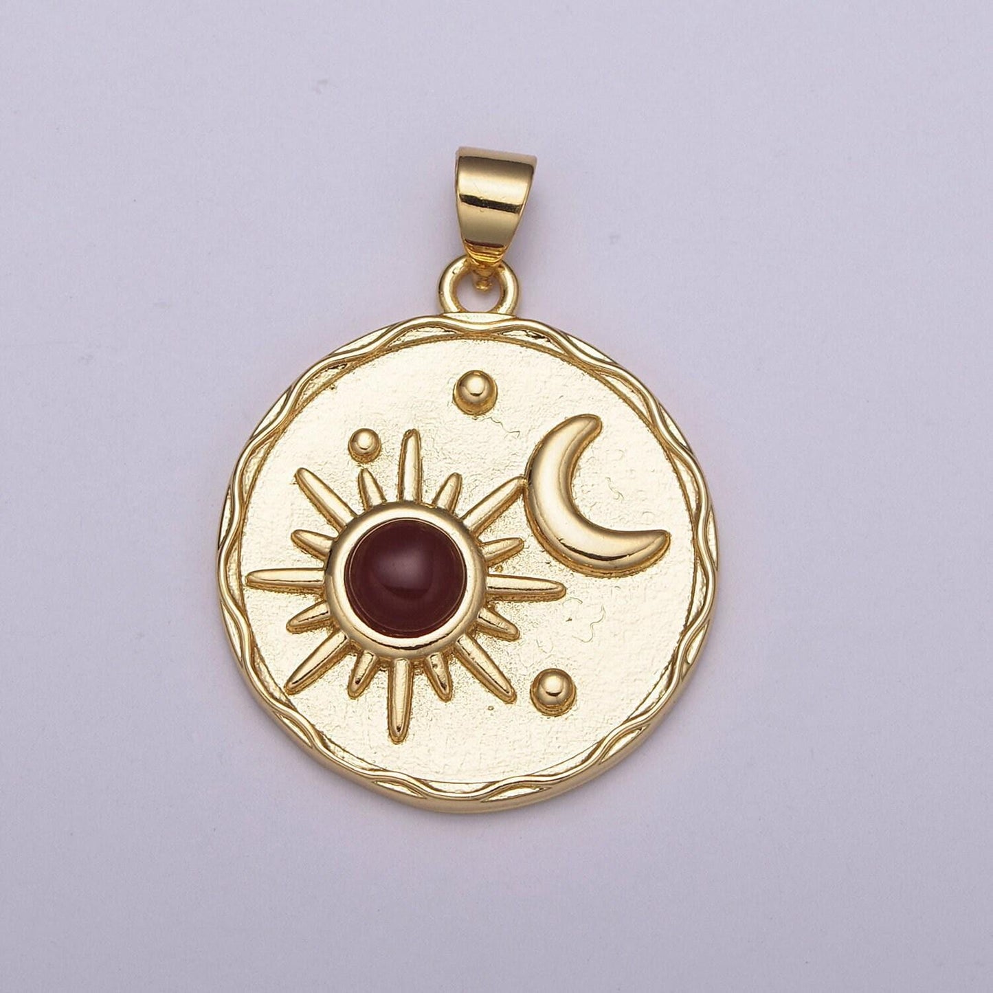 Gold star moonstone, red agate moon round circle charm medallion coin round geometric pendant for minimalist jewelry necklace,n-512 ~ n-513