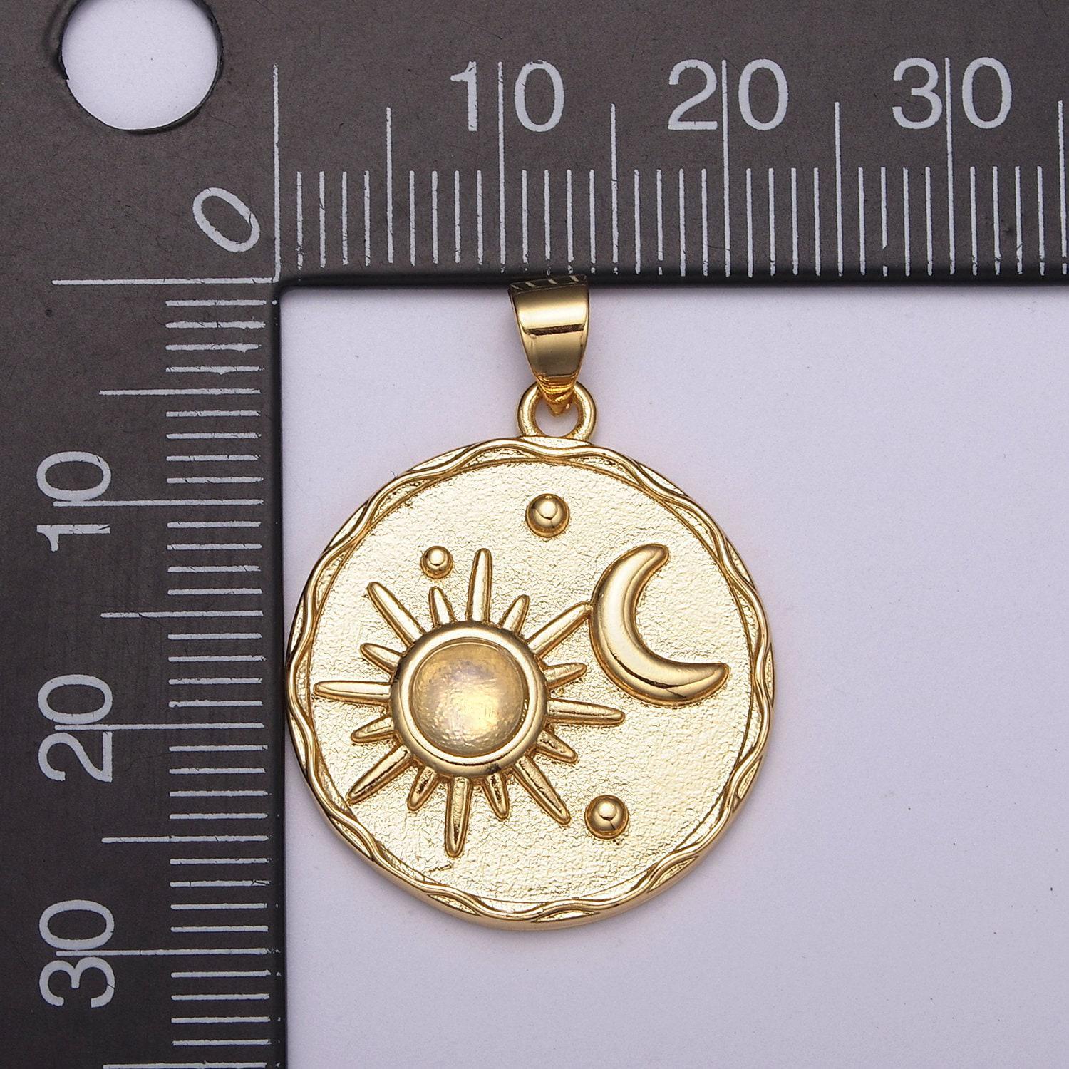 Gold star moonstone, red agate moon round circle charm medallion coin round geometric pendant for minimalist jewelry necklace,n-512 ~ n-513