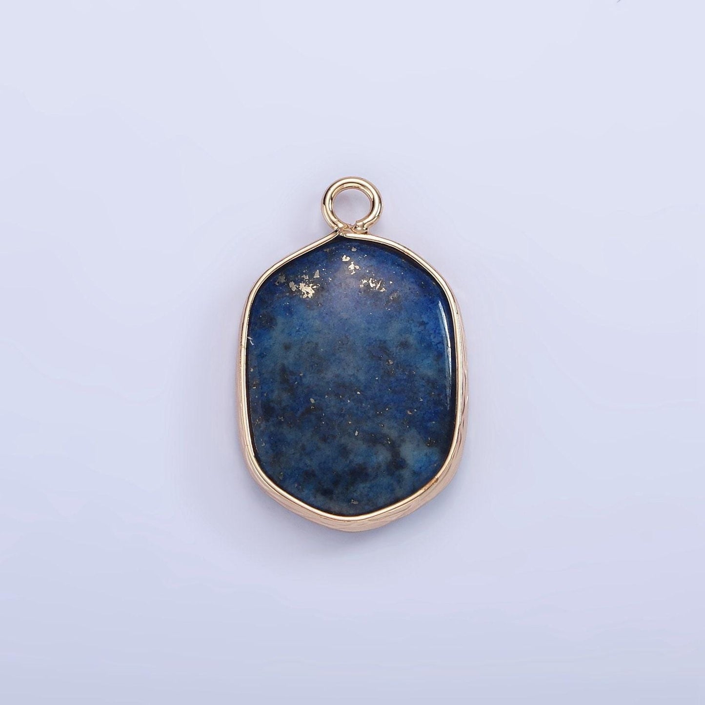 14k gold filled natural gemstone multifaceted oval bezel charm | n1673-n1677 , n1699